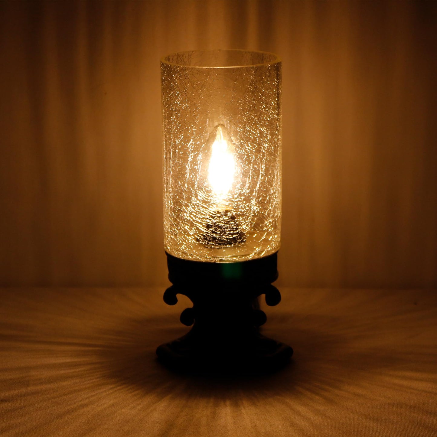 ANYONGLU Glass Table lamp with fine Cracks, Small Candle Holder,