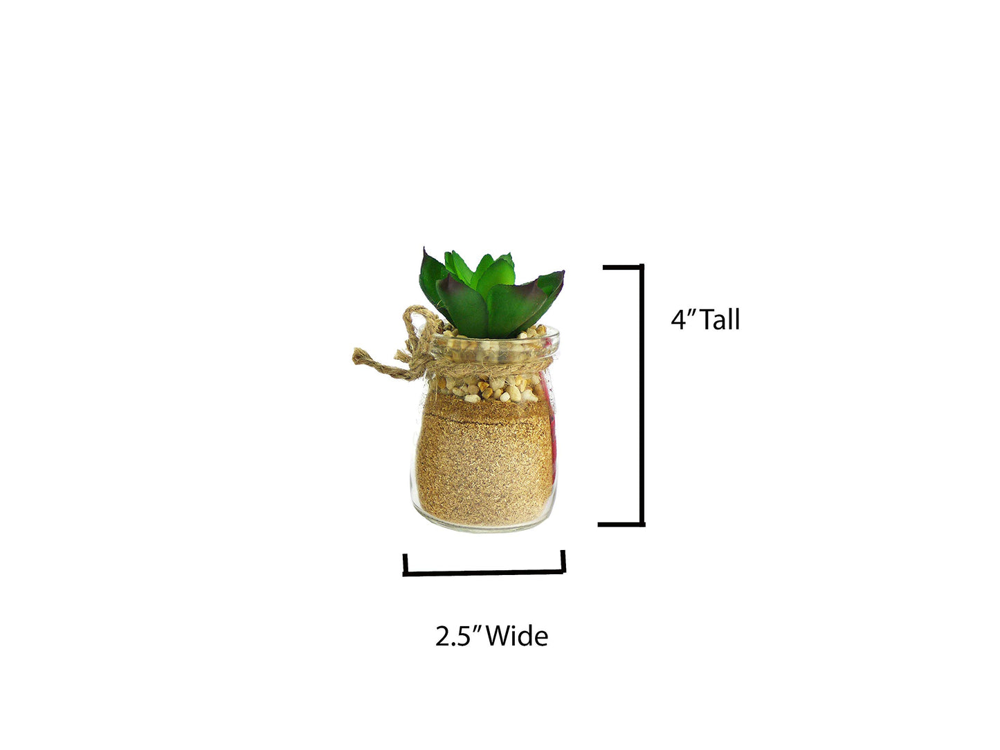 Admired by Nature 3pcs Succulents in Glass Jar W/Metal Basket Indoor Spring Summer Faux Plant décor, Wedding Centerpieces, Tabletop, Home Décor, Office Desk, Kitchen Table Décor, Green