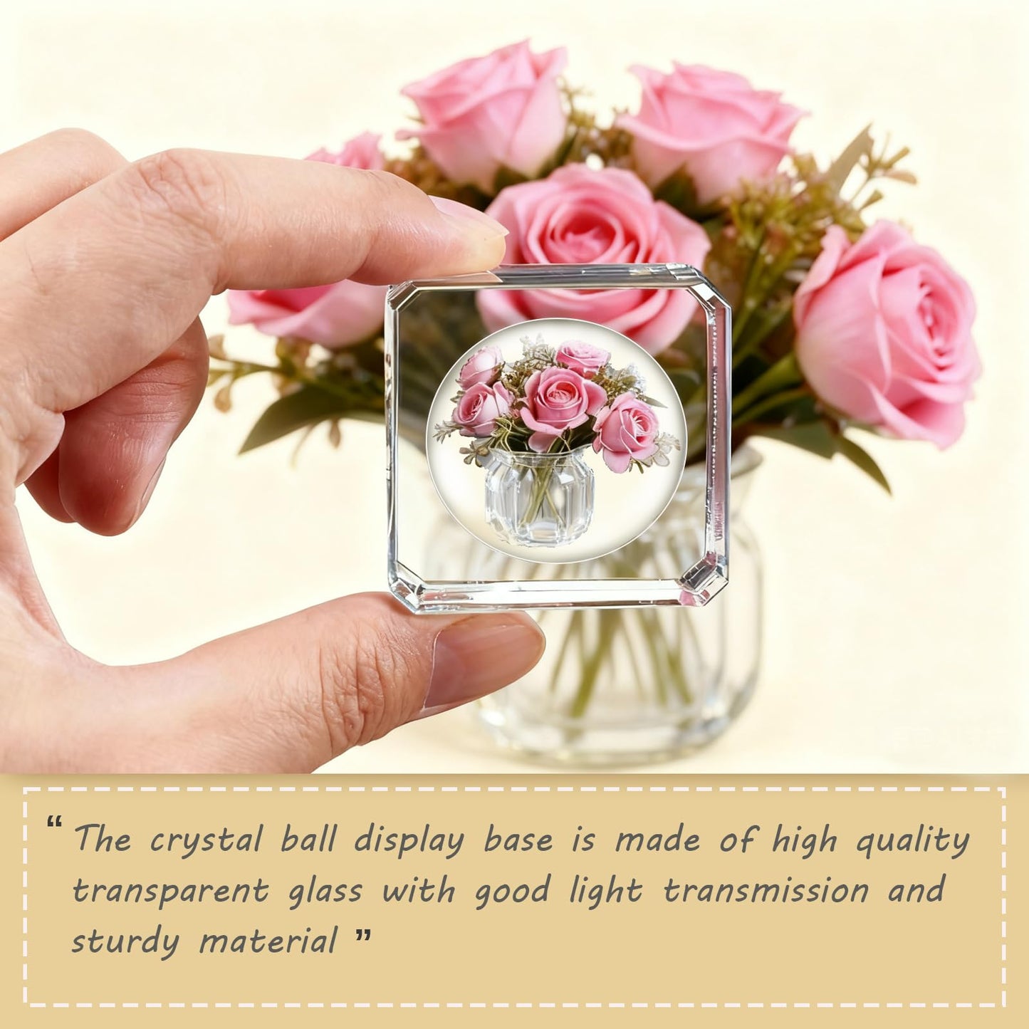 GeryVtee 10PCS Clear Crystal Ball Stand Square Crystal Display Bases Ball Stand for 30-90mm 3D Crystals Spheres Easter Egg Golf Ball Acrylic Home Decoration (5 Size)