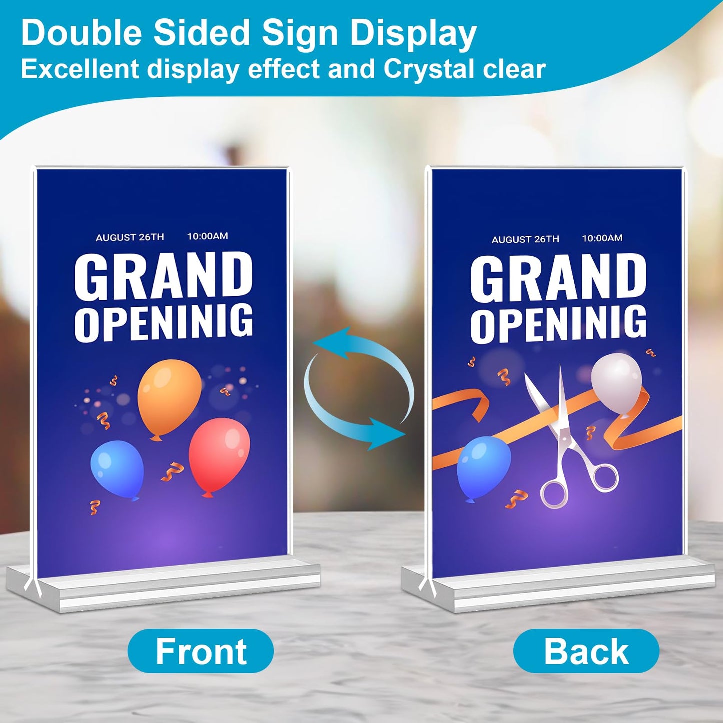 DunGu Acrylic Sign Holder 5 x 7, 10 Pack Clear Table Menu Vertical Display Stand Desktop Display Double Sided Stand Paper Holder Table Sign Suitable for Restaurants Office Store Show Fair