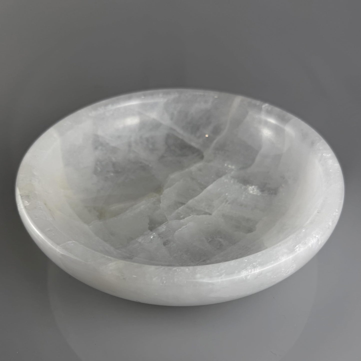 YeasHome Calcite Stone Bowl, Natural Marble Crystal Bowl for Decor - Hand Carved Decorative Bowl for Centerpiece, Coffee Table, Yoga Meditation, Gift Idea (Pure White)