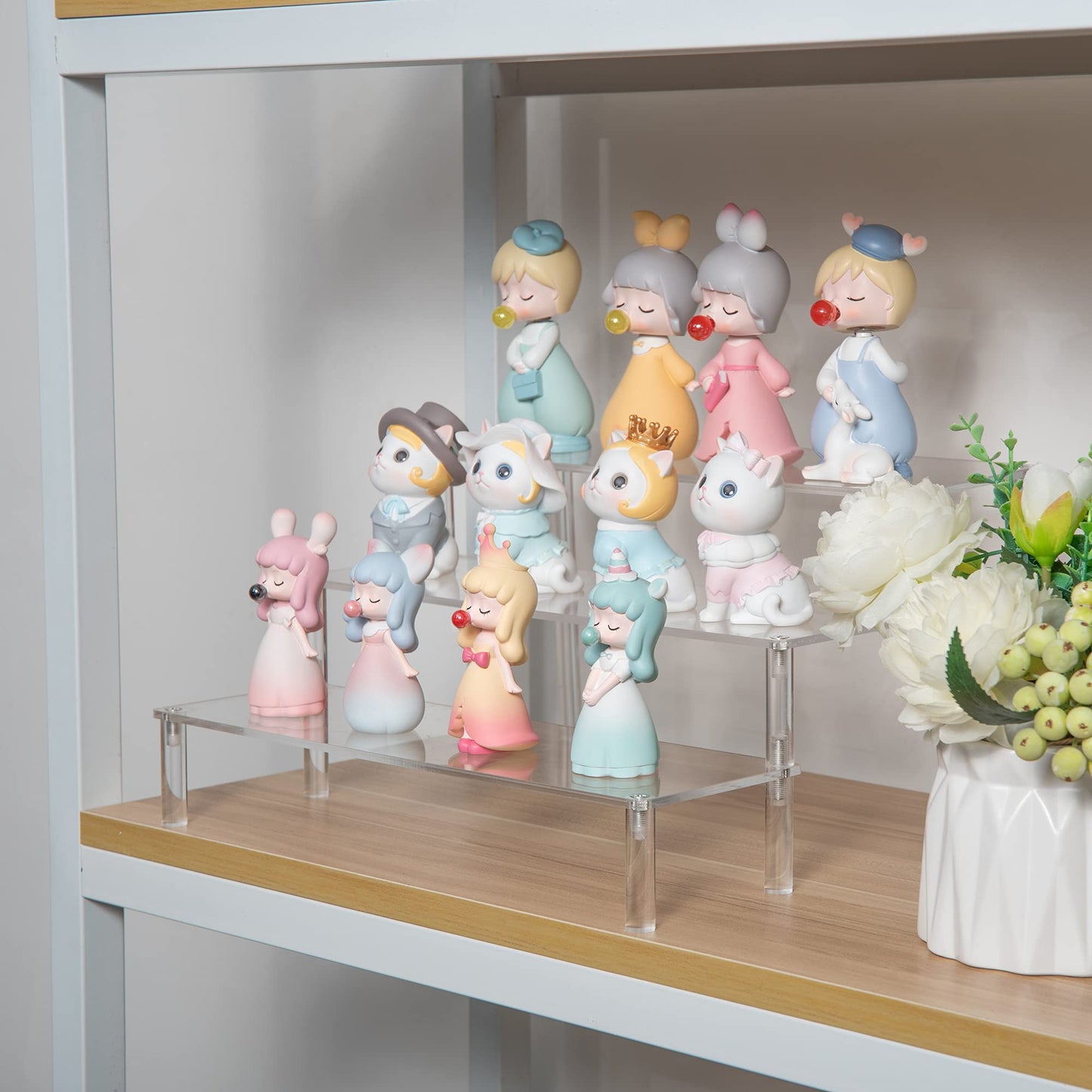 BYCY Clear Acrylic Display Stand Display Shelf, 3 Tier Desserts Holder,3 Tier Cupcake Display Risers Steps for Organizer and Decoration (1 Pack - 12" x 10.2" x 6.3")