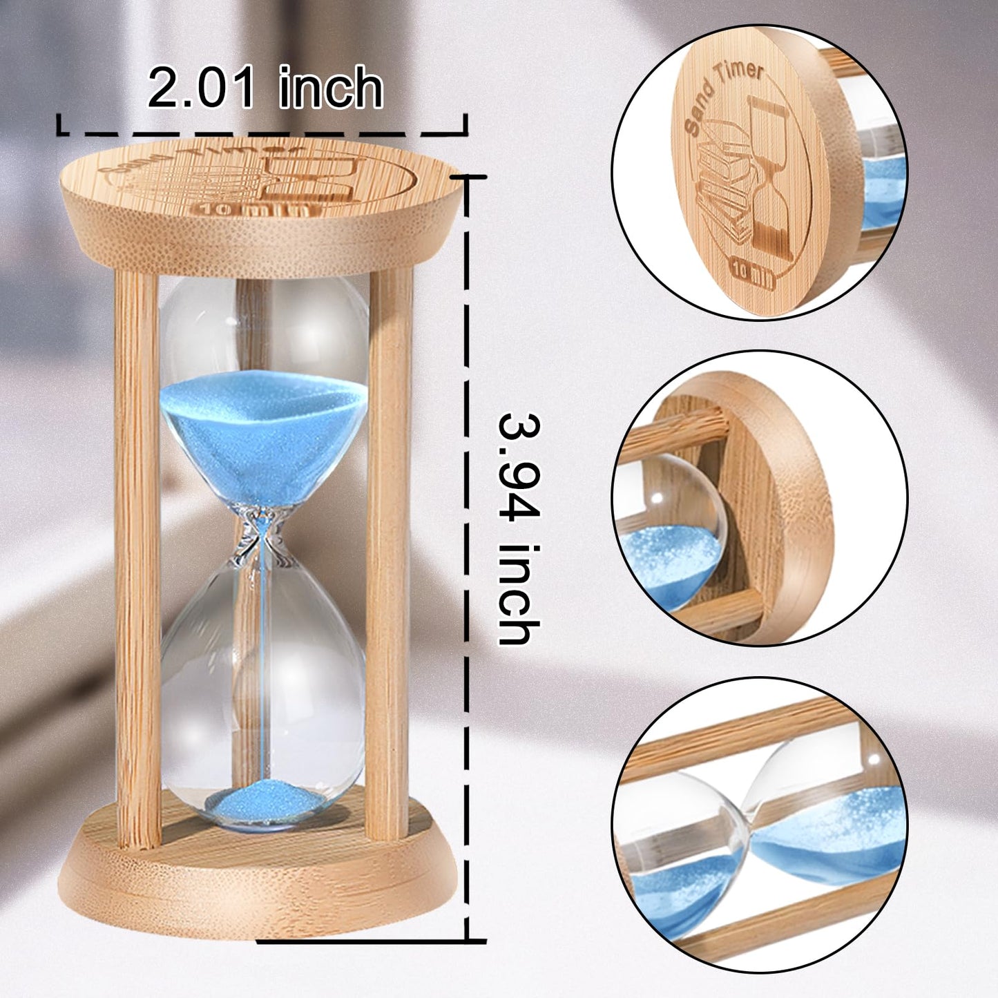 SuLiao Sand Timer, Colorful Hourglass Sandglass Timer, Wooden Sand Clock 30Sec/1 min/2 min/3 min/5 min/10 min for Brushing Children's Teeth, Cooking, Games, School, Office (Pack of 6)