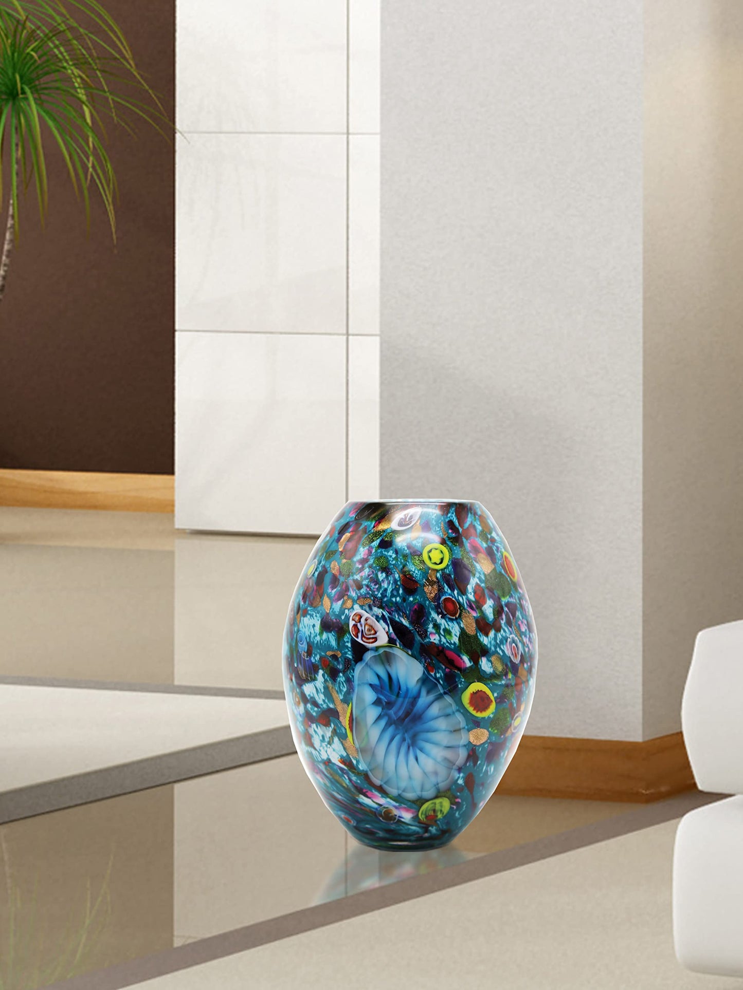 Dale Tiffany AV20349 Estrada Hand Blown Art Glass Vase, Multicolor