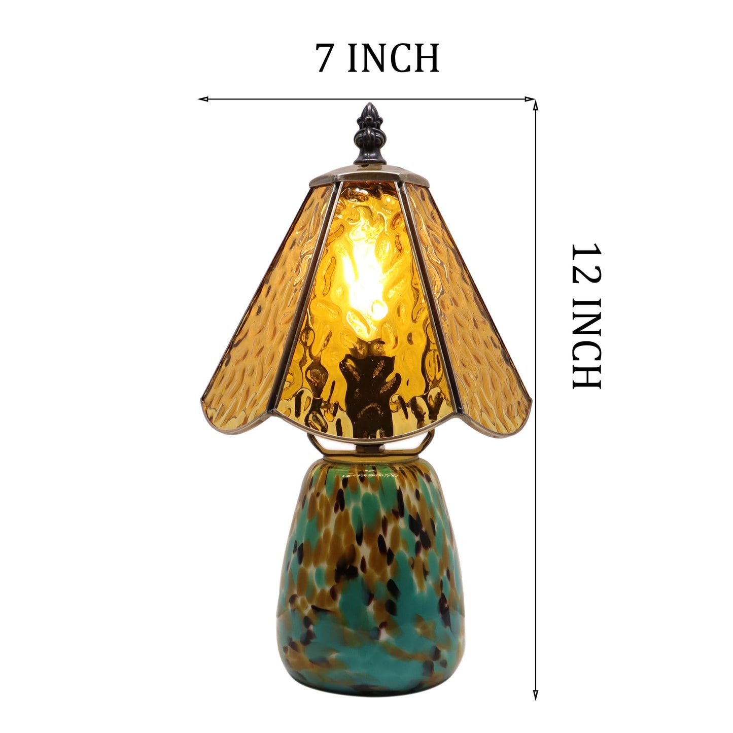MQYXH Tiffany Style Stained Glass Table Lamp 12 Inch - Yellow Ripple