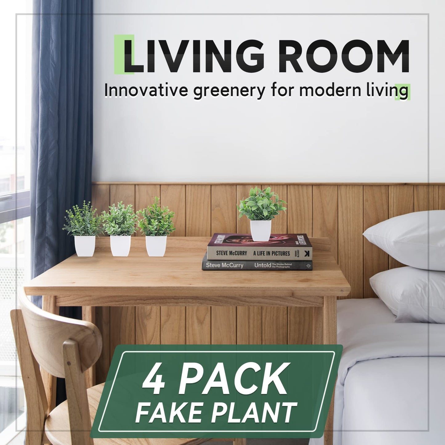 Der Rose Bundle of 4 Pack Fake Plants and 2 Pack Fake Plants Hanging for Home Office Farmhouse Decor