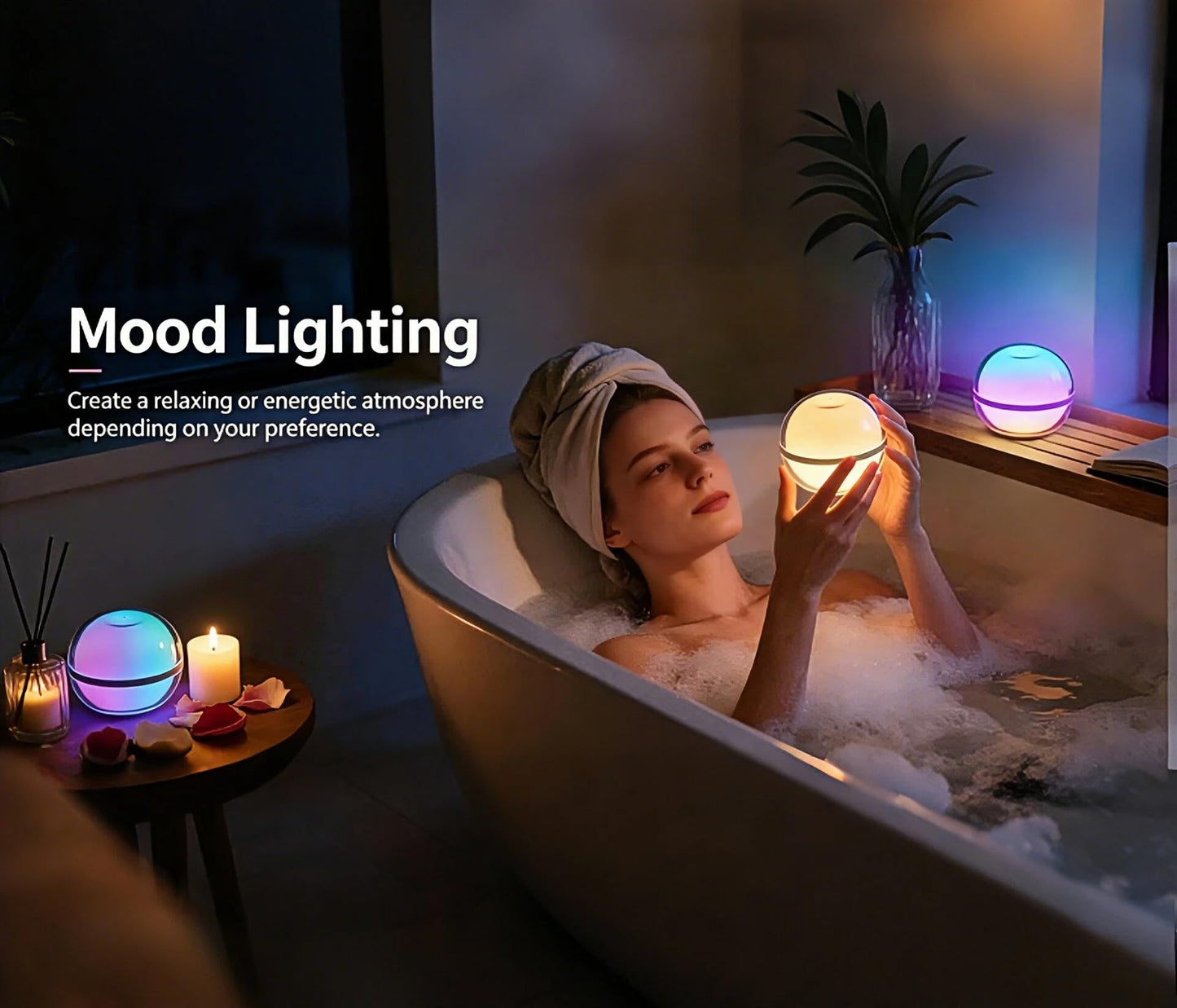 LOFTEK LED Ball Light, 3.5-inch Magnetic Rechargeable Globe Lights, Color-Changing Ball Lamp with Remote, Waterproof Orb Light, Hanging Sphere Night Light for Home Bedroom Shower, Birthday Gift, Blue