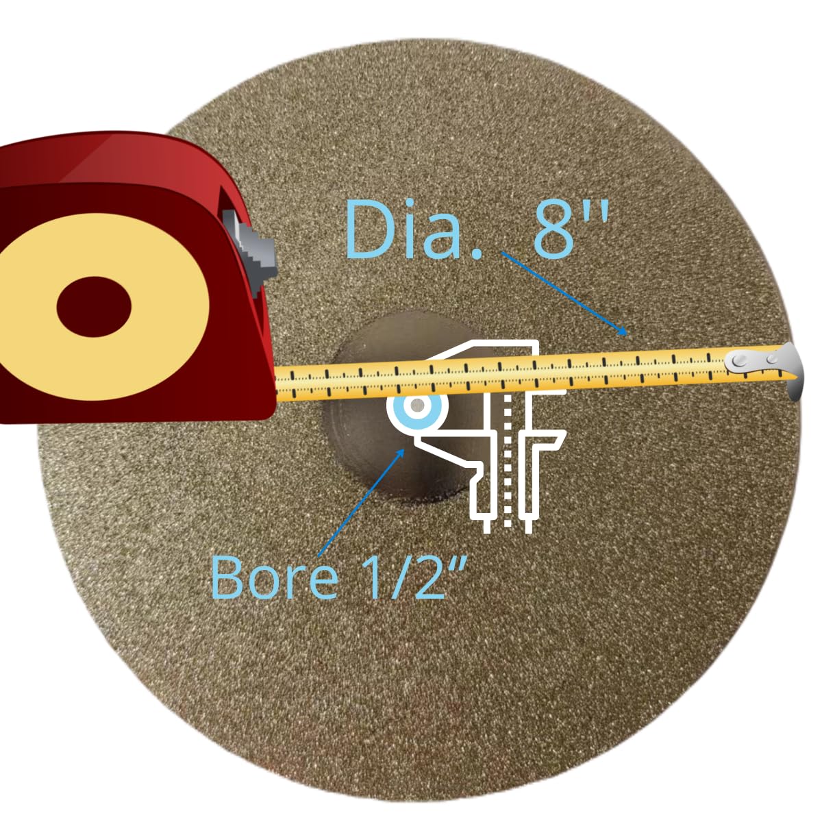 Diamond Flat Lap Disc, 8 Inch, 320 Grit, 1/2 Inch Arbor, for Gemstone Glass Ceramics Grinding Polishing (320 Grit)