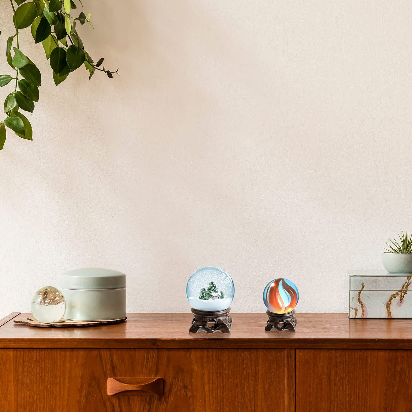 Taiyin 9 Pieces Wooden Sphere Stands for Display Mini Crystal Ball Holder Stone Rock - 3 Sizes: 0.79, 1.18, 1.57 Inch for Globe Gemstone Home Decor