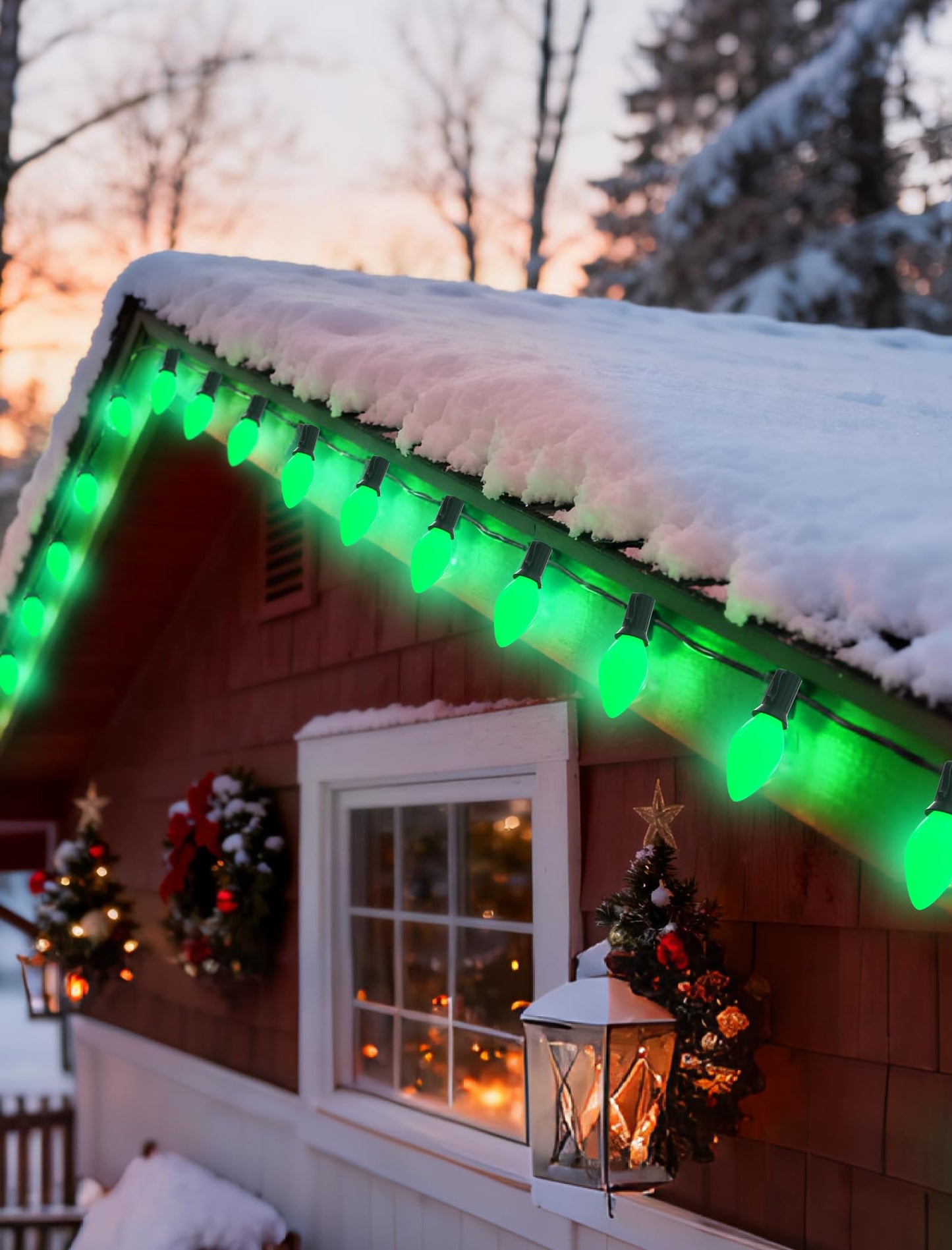 Bokoiuu C7 LED Christmas Light Bulbs, 25 Pack Green Replacement Bulbs, Shatterproof Green LED Light Bulbs for C7 Christmas String Lights, E12 Candelabra Base, 0.6 Watts