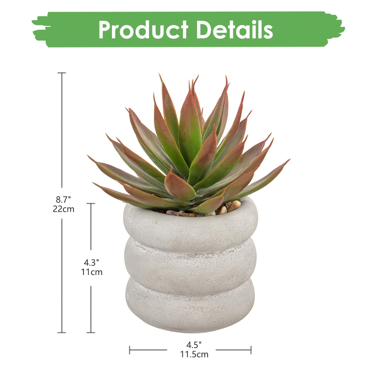 Fake Plants Succulents Artificial Agave Succulent Plants Faux Aloe Plant in White Glaze Ceramic Pot Indoor Outdoor Home Decor Table Shelf Desk Modern Home Office Living Room Table Bathroom Decoration