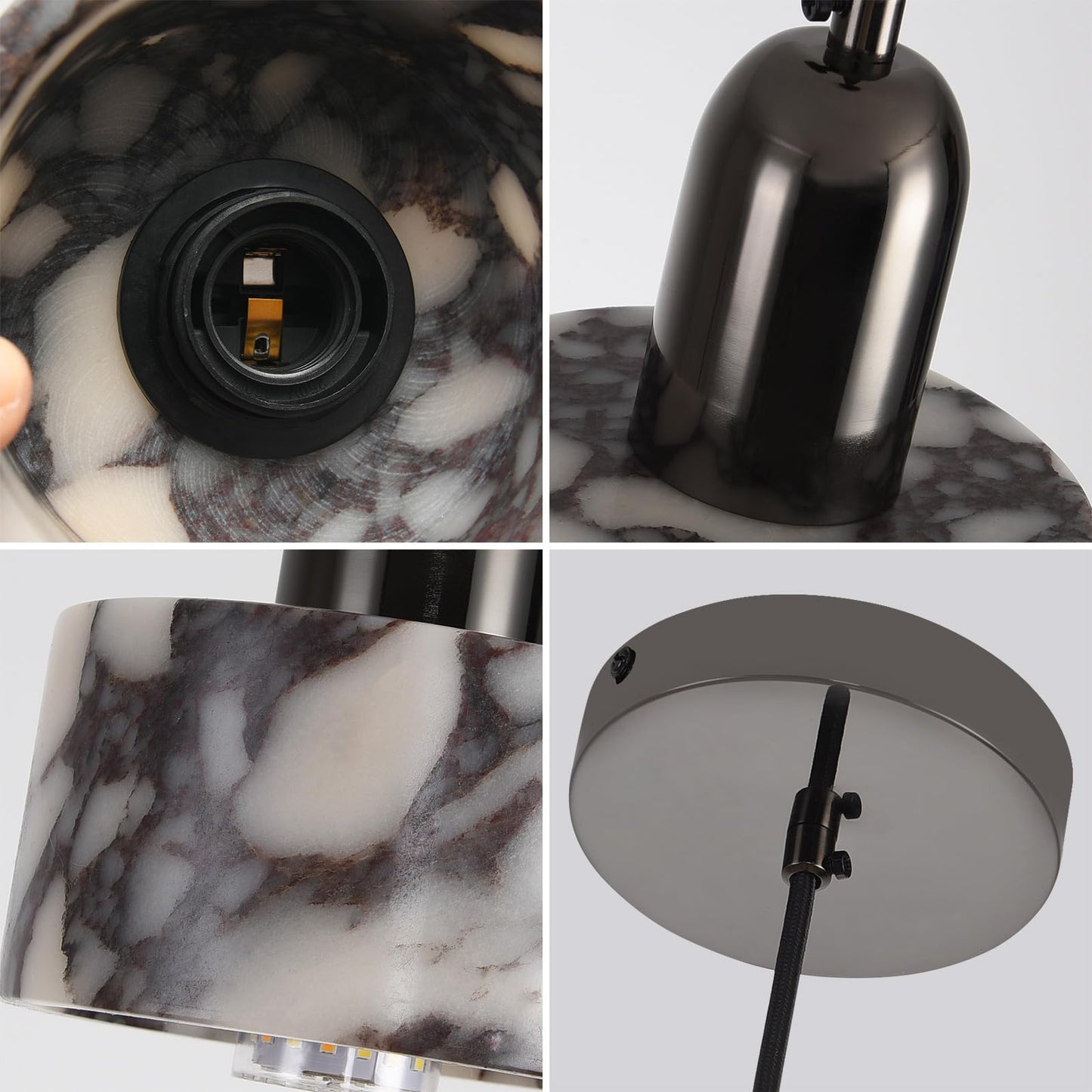 Fivemengo Natural Stone Pendant Light 4.7in, Mini Wabi Sabi Pendant Light 2 Pack, Mini Nordic Hanging Stone Lamp Lighting Fixture for Dining Room Bedroom Corner (Bulb Included)