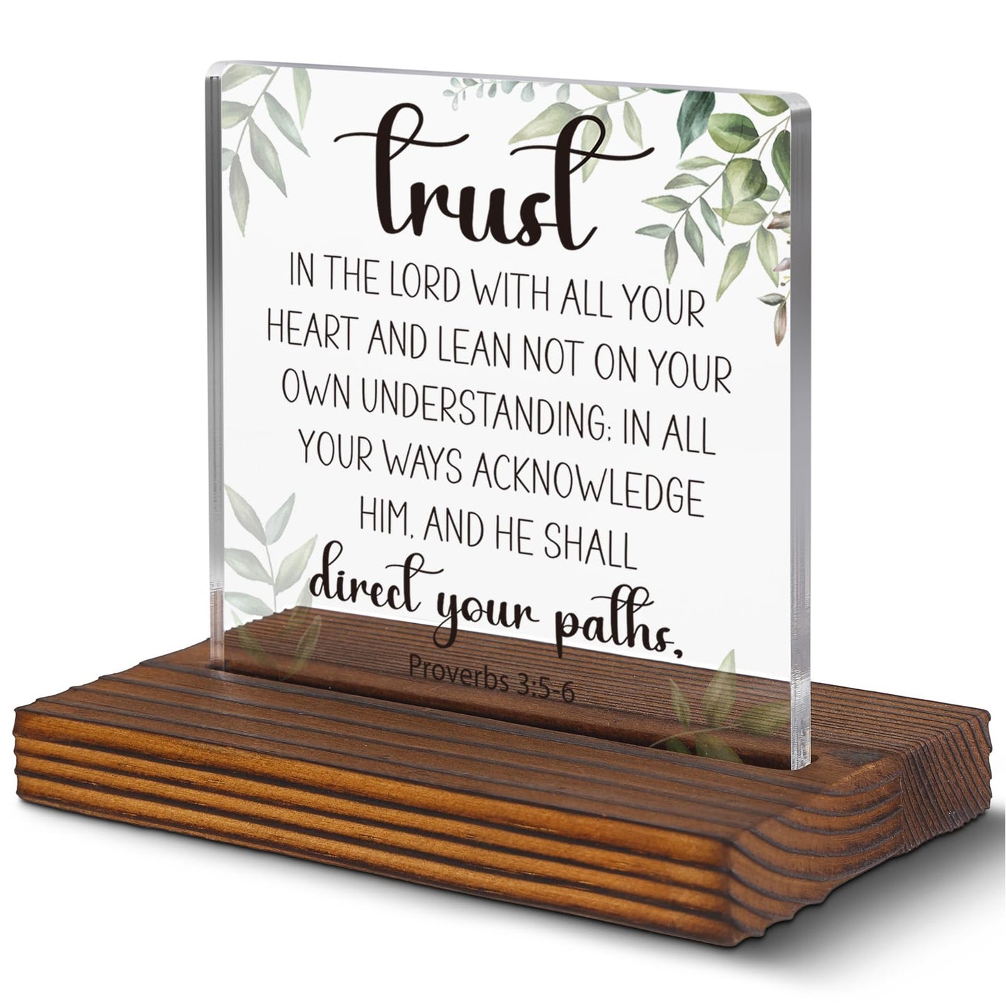 Serenity Prayer Gifts for Women, Trust In the Lord with All Your Heart Christian Quotes Bible Scripture Inspirational Plaque Clear Desk Decorative Sign Christian Gifts for Family Friends EC117