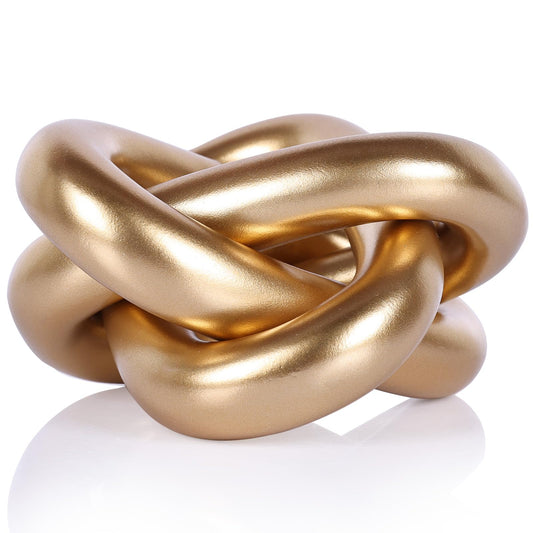 oliruim Gold Knot Decor for Coffee Table, Modern Geometric Sculpture Accent, Golden Table Decorations for Living Room, Shelf Desk or TV Stand Decor, Decorative Knot Ornament (Gold)