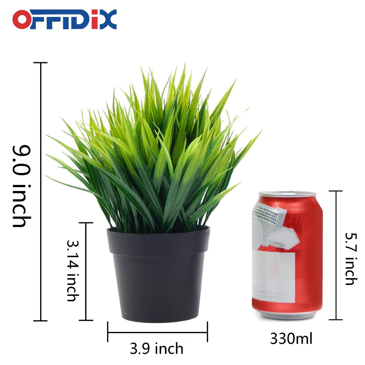 OFFIDIX Artificial Potted Plant,Fake Plant for Office Desktop, Faux Plant Wheat Grass with Black Plastic Pots for Home Bathroom Decoration Indoor 1pc
