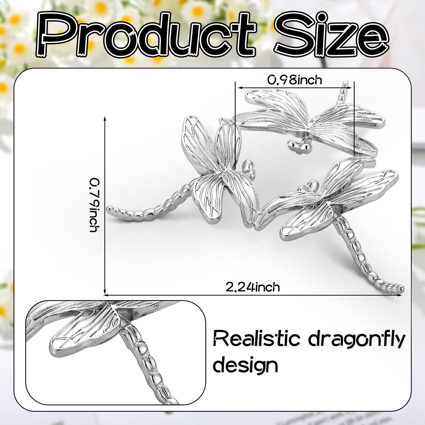 Chunful 4 Pcs Metal Dragonfly Crystal Ball Stand Silver Sphere Holder Lensball Base Dragonfly Shaped Sphere Display Stand Globe Stone Display Rack Ornaments for Rocks Marbles Tennis Collections