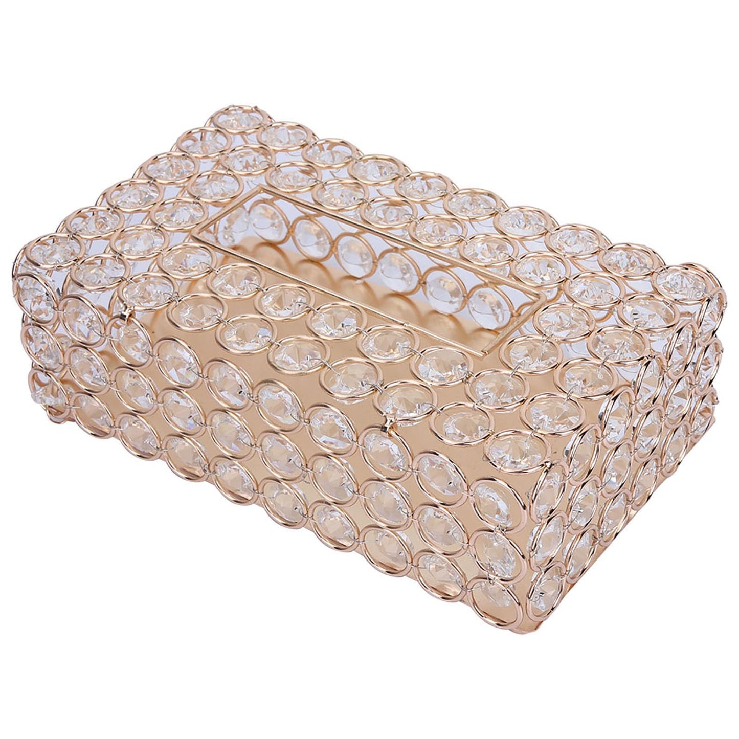 Decorative Rectangular Crystal Tissue Box Cover, Rectangular Napkin Facial Tissues Holder for Bathroom Bedroom Table Office Home Decor 8.7 * 2.9 * 4.7in (Gold)