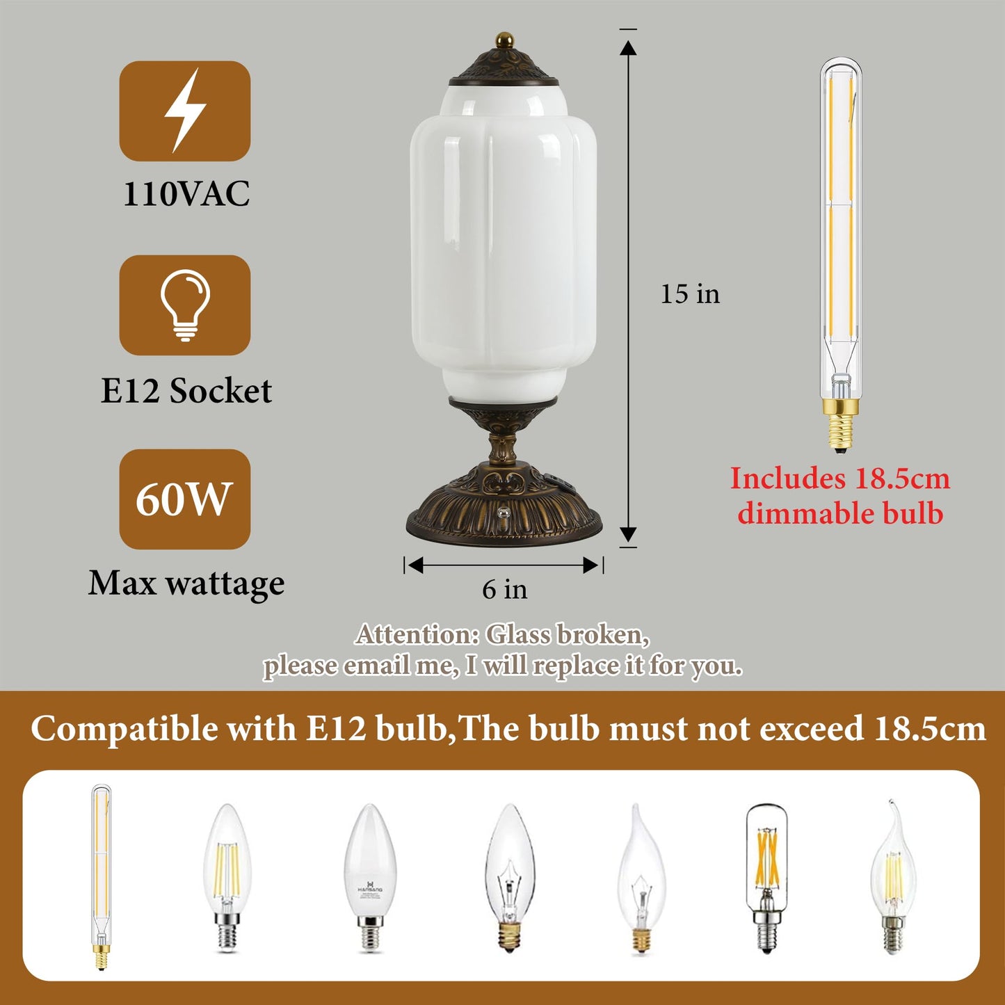 Vintage Milk Glass Table Lamp - 3 Way Dimmable Touch Control - White Bedside Lamps with USB C+A Charging Ports - Cute Art Deco Modern Living room End Table Lamp for Bedroom Nightstand Tabletop(Bulbx1)
