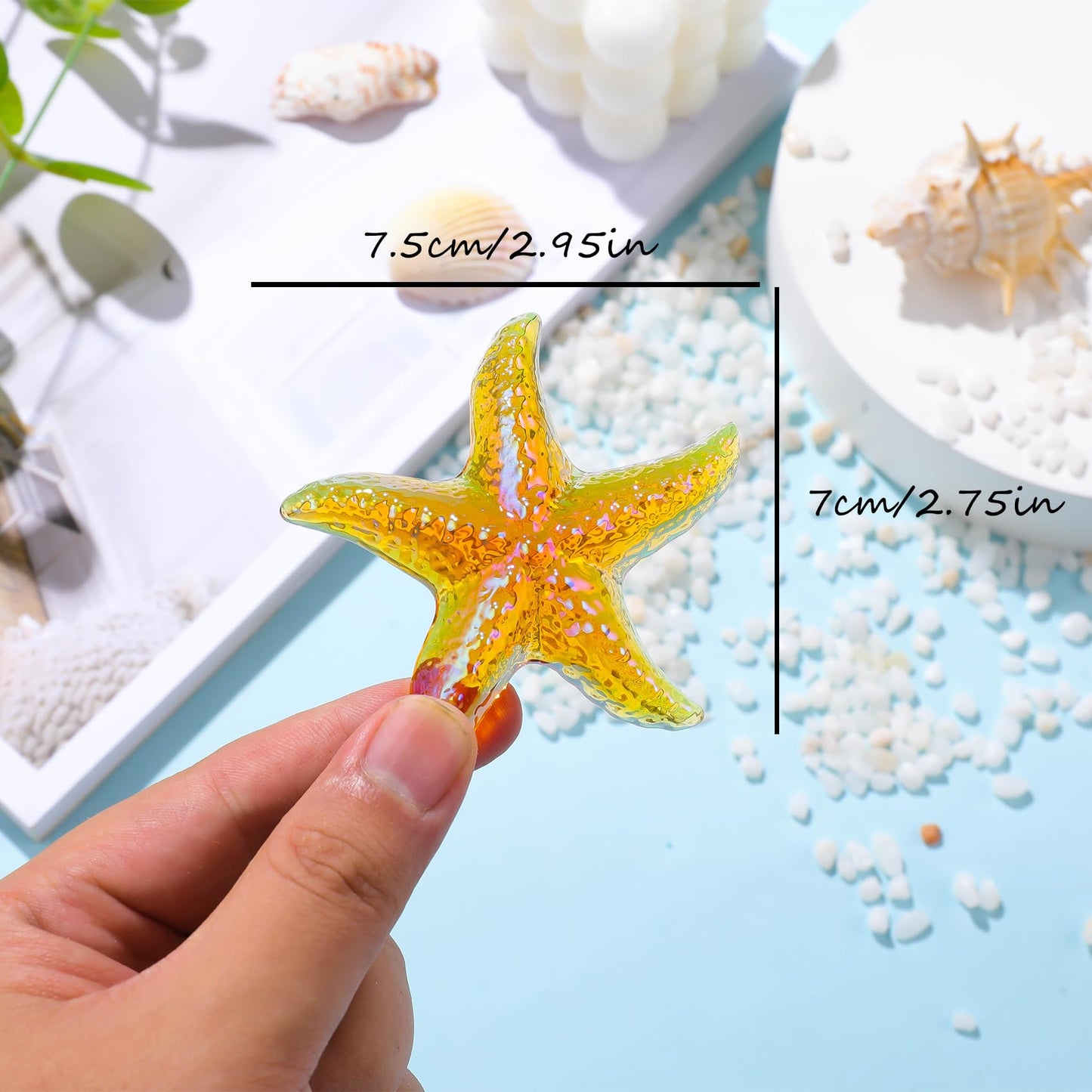 Arikyrist 2.75in. Hand Blown Glass Orange Starfish Birthday Christmas for Women Girlfriend, Handmade Cute Star Fish Figurine for Home Office Decoration
