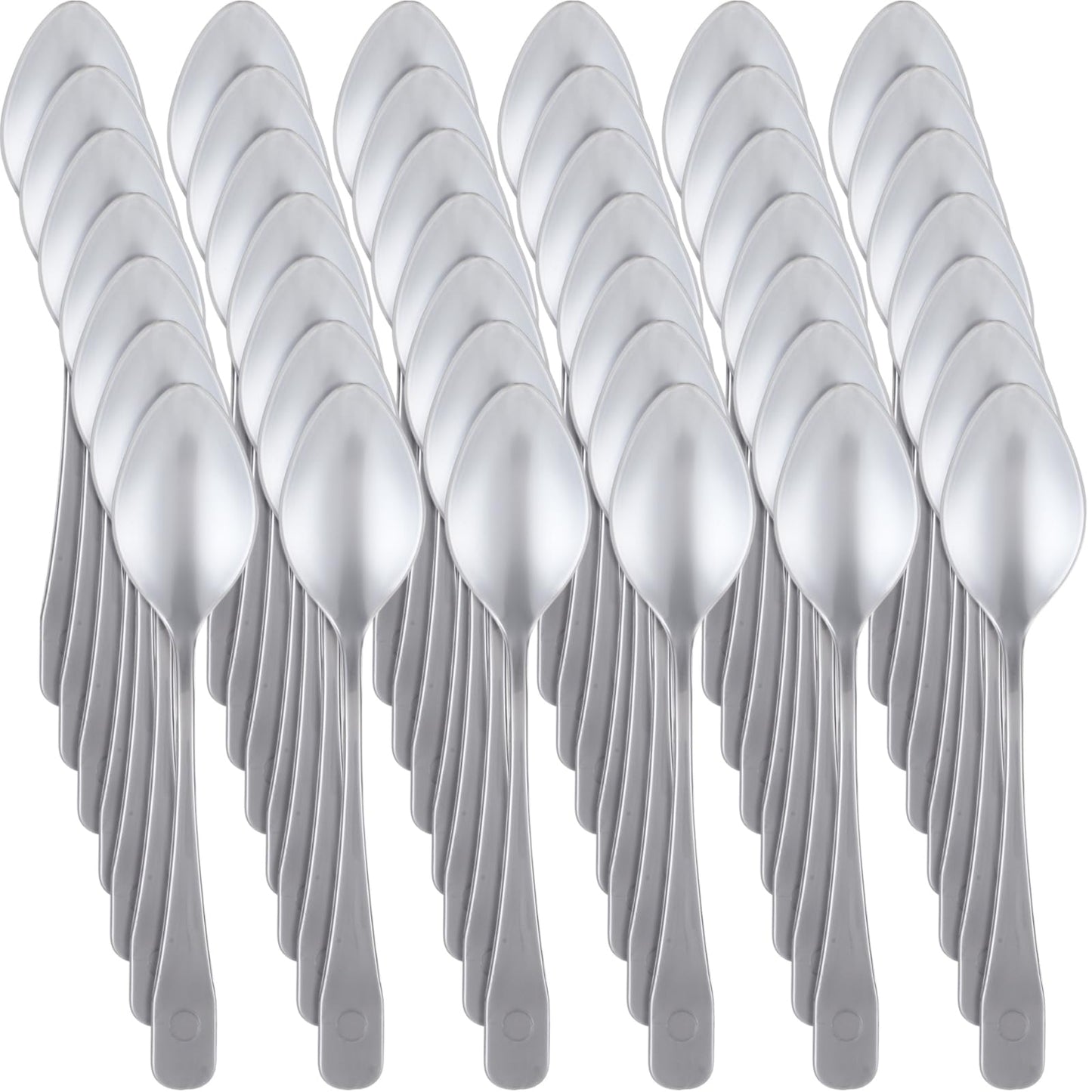 Nuogo 500 Pcs Silver Plastic Mini Spoons 3.7inch Disposable Desserts Spoon Heavy Duty Disposable Spoons Bulk for Coffee, Ice Cream, Cake, Weddings, Party