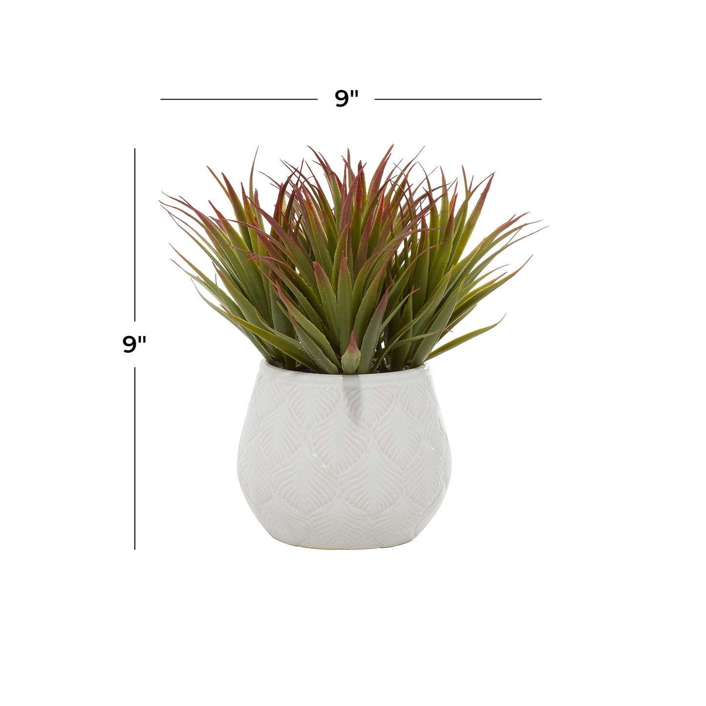 Deco 79 Faux Foliage Striped Stemmed Aloe Artificial Plant with Realistic Leaves and Ceramic Pot, 9" x 9" x 9", Green
