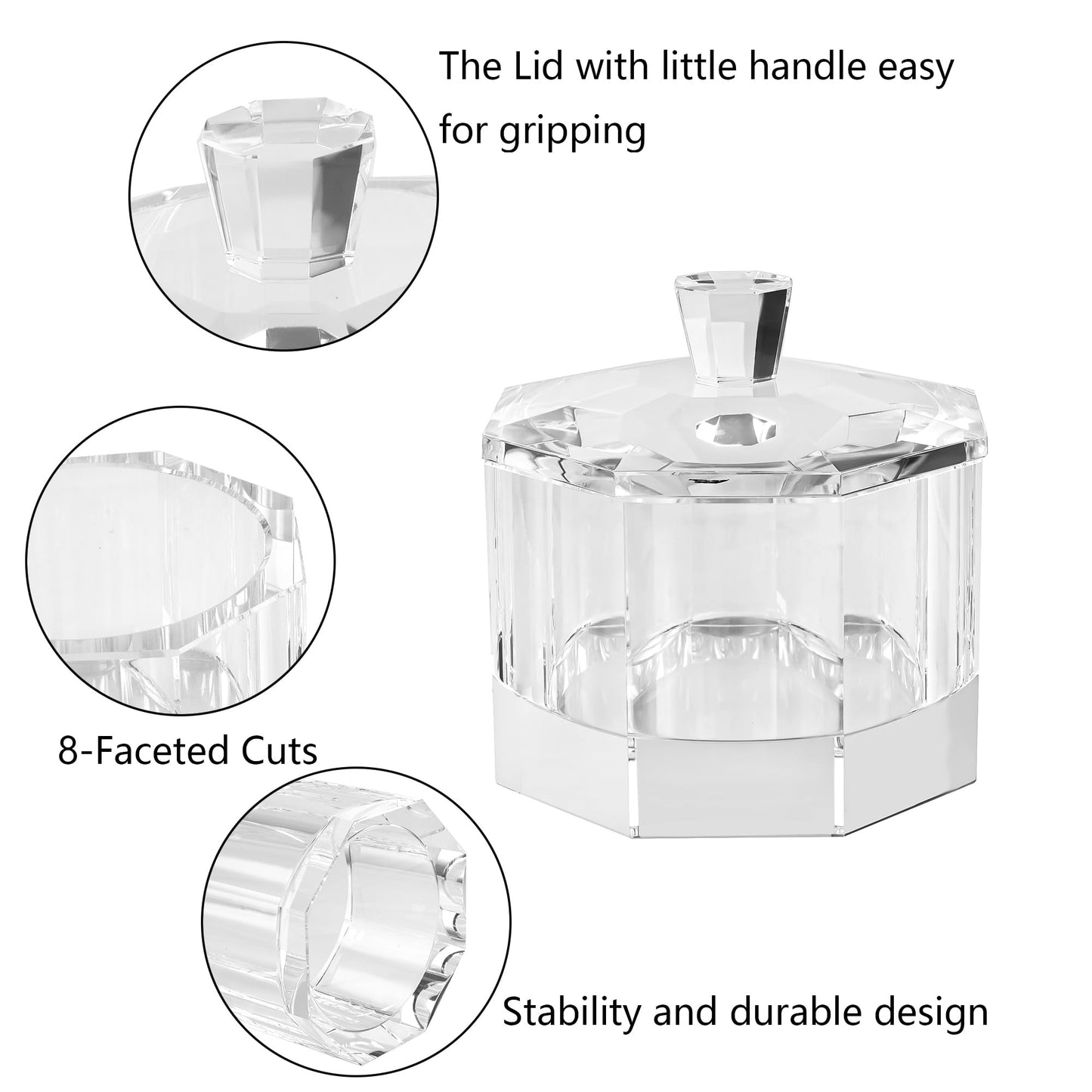 DONOUCLS Crystal Candy Dish with Lid Hand-Cut Home Decorative Jewelry Box/Jar W 5" x H 5" with Multi-faceted, Comes With Gift Box