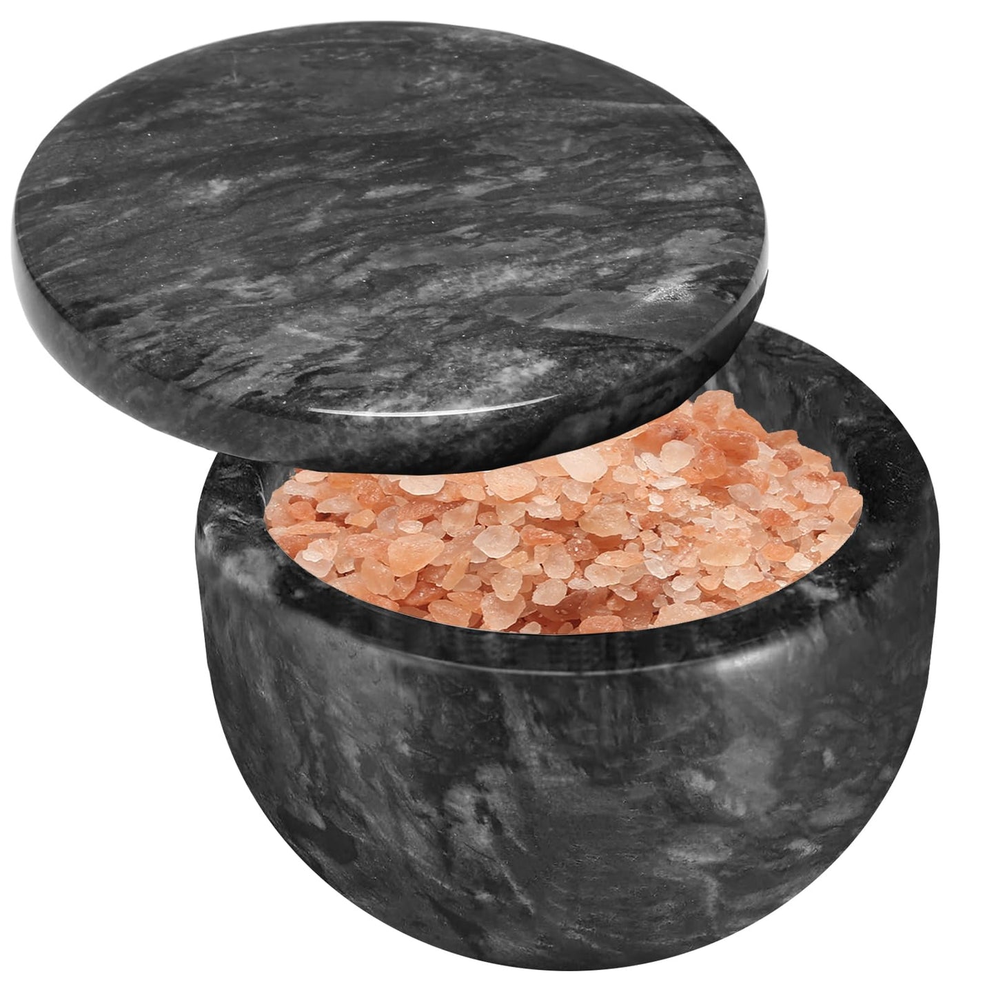 jalz jalz Marble Salt Box Spice keeper Black Big Salt Cellar Natural Material Salt Container Spice Cellar Large Capacity