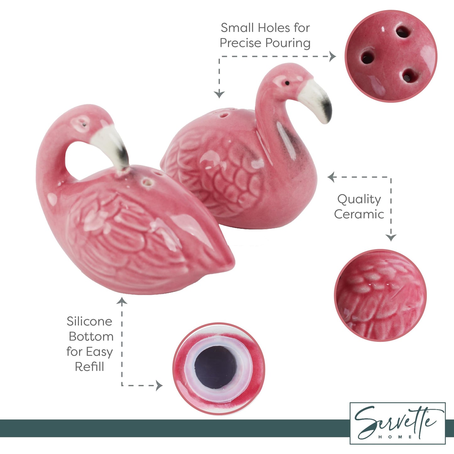 Ceramic Bird Salt and Pepper Shaker Collectors Kitchen Décor - Flamingo