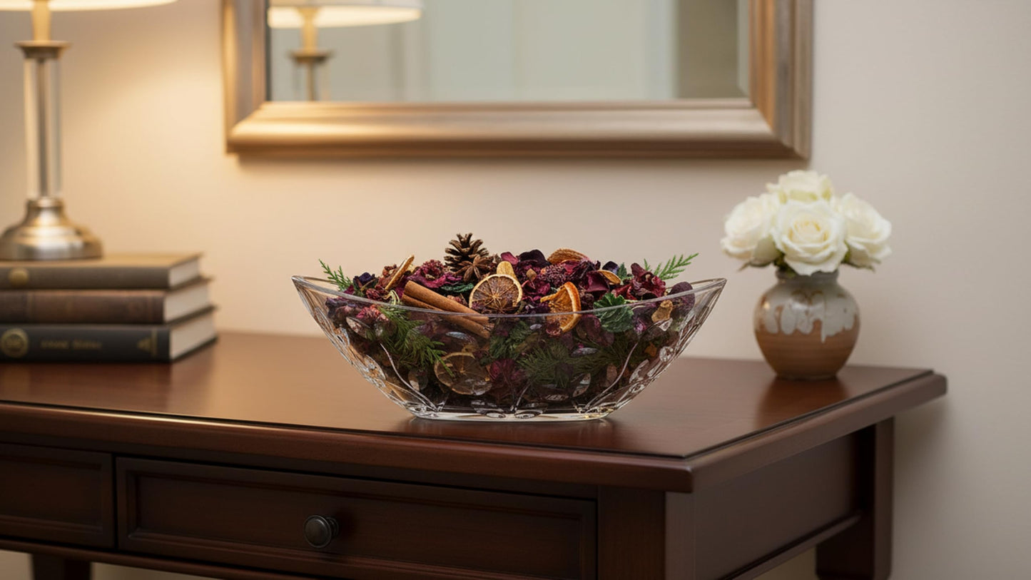 Lorren Home Trends Laurus 13.5" Crystal Oval Bowl