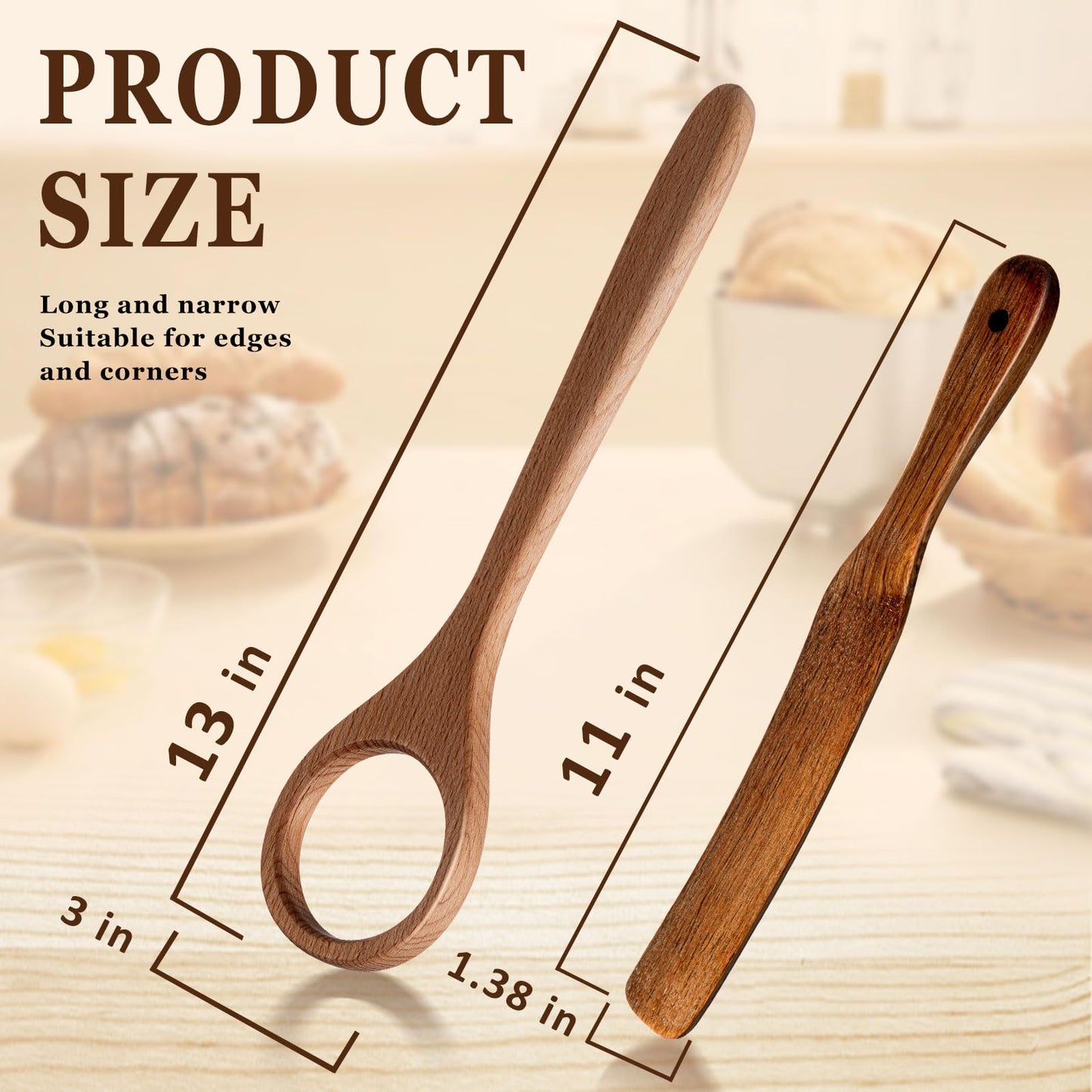 4 Pcs Sourdough Whisk Set Include Wooden Dough Whisk, Skinny Spurtle for Sourdough Starter, Doughs Scraper Cutter, Doughs Scoring Tool Blades, Danish Bread Making Tools Supplies