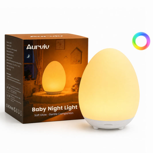 Aurviv Egg Night Light for Kids, Soft Silicone Baby Egg Light for Nursery