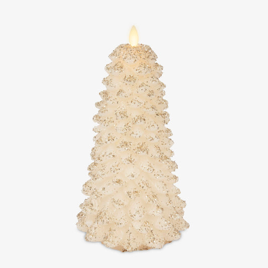 Luminara Christmas North Tree Flameless LED Candle, White Swan 9.6" Battery Operated Moving Flame Real Wax Unscented Safe Timer Home Decor Convenient