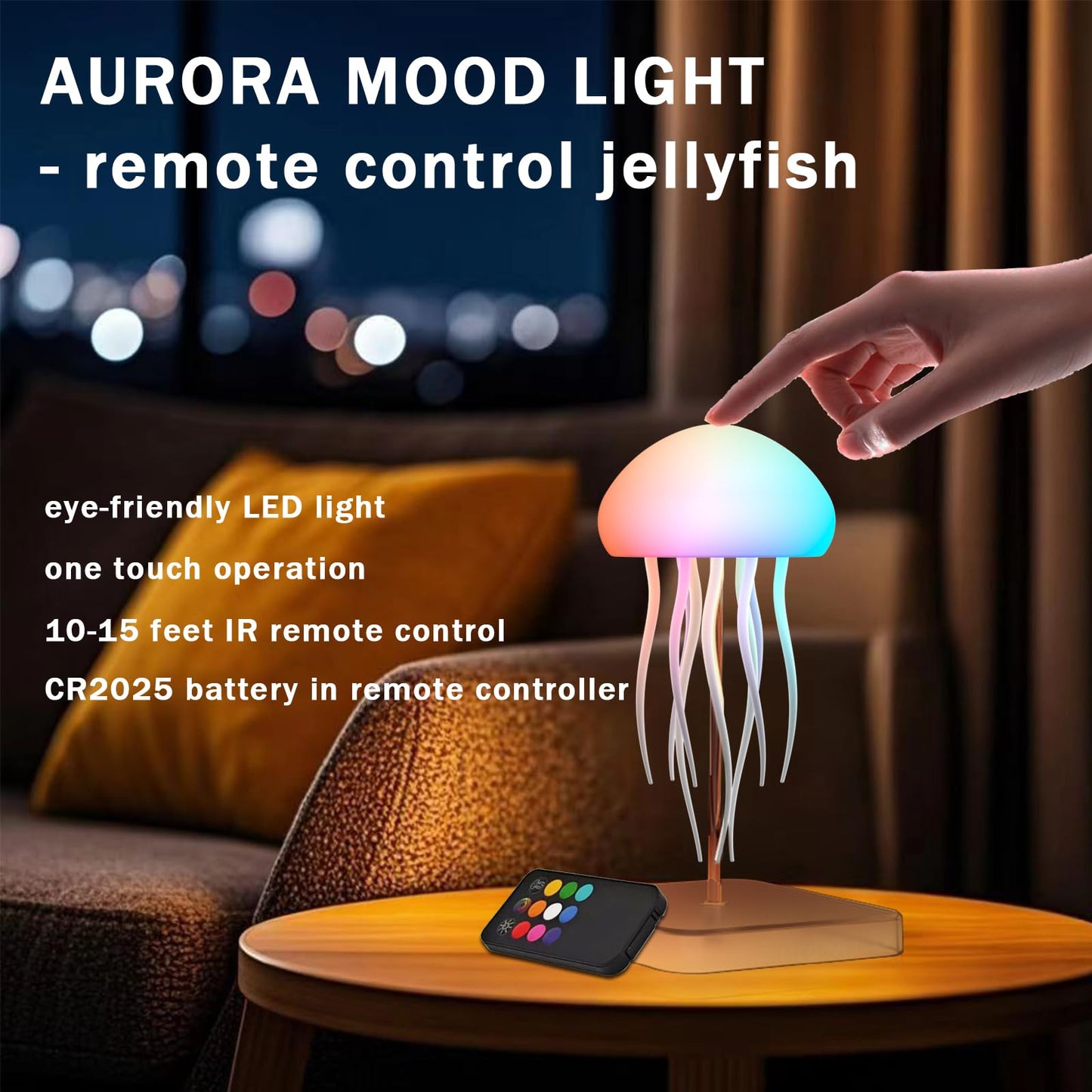 Camdii Jellyfish Lamp with Touch Sensor and Remote Control, Rechargeable Eye Friendly RGB Gradient Jellyfish Night Light as Desk Lamp, Table Lamp, Bedside Lamp or Christmas Gifts