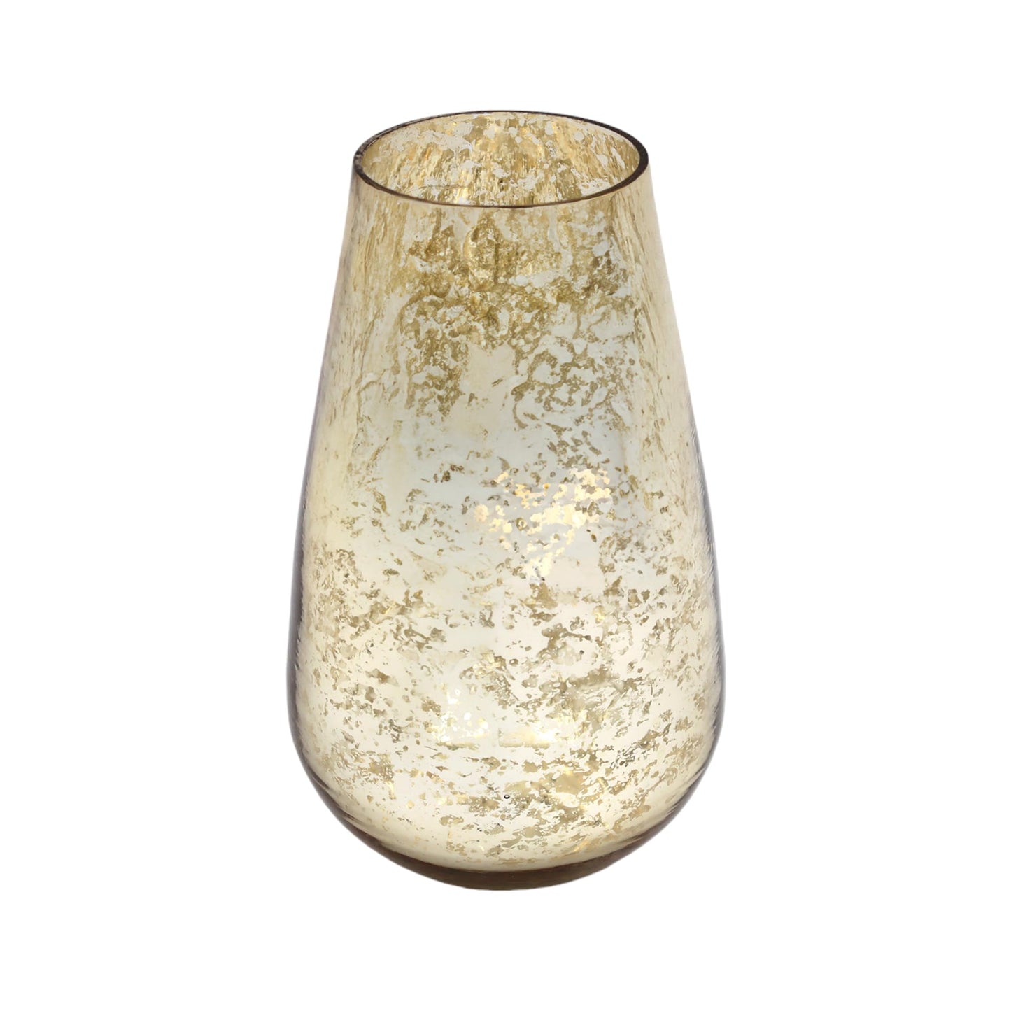 Hosley 8” Modern Mercury Gold Glass Vase, for Floral Arrangements, Weddings, Aromatherapy, Floating Candles, Pillar Candles, Spa, Home Decor, Gifts