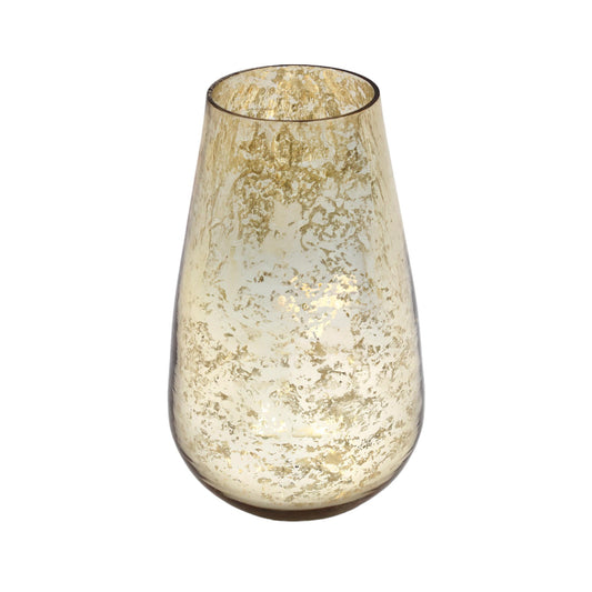 Hosley 8” Modern Mercury Gold Glass Vase, for Floral Arrangements, Weddings, Aromatherapy, Floating Candles, Pillar Candles, Spa, Home Decor, Gifts