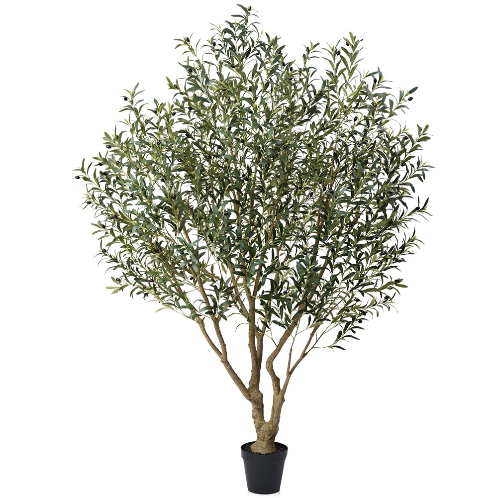 Verinatural Olive Tree Artificial Indoor 8ft - Large Fake Plants - Realistic Faux Olive Tree in Pot - Tall Artificial Plants for Home, Patio, Living Room, Office Decor,VN138