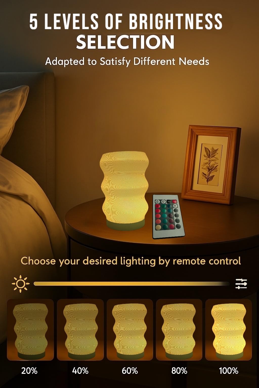 Delta Loom Wave Table Lamp - Modern Bedside Light for Bedroom, Desk, Nightstand, or Office - Mood Lighting Lamp - Eco-Friendly Gift Idea - Unique Home Decor - LED Night Light (Mini)