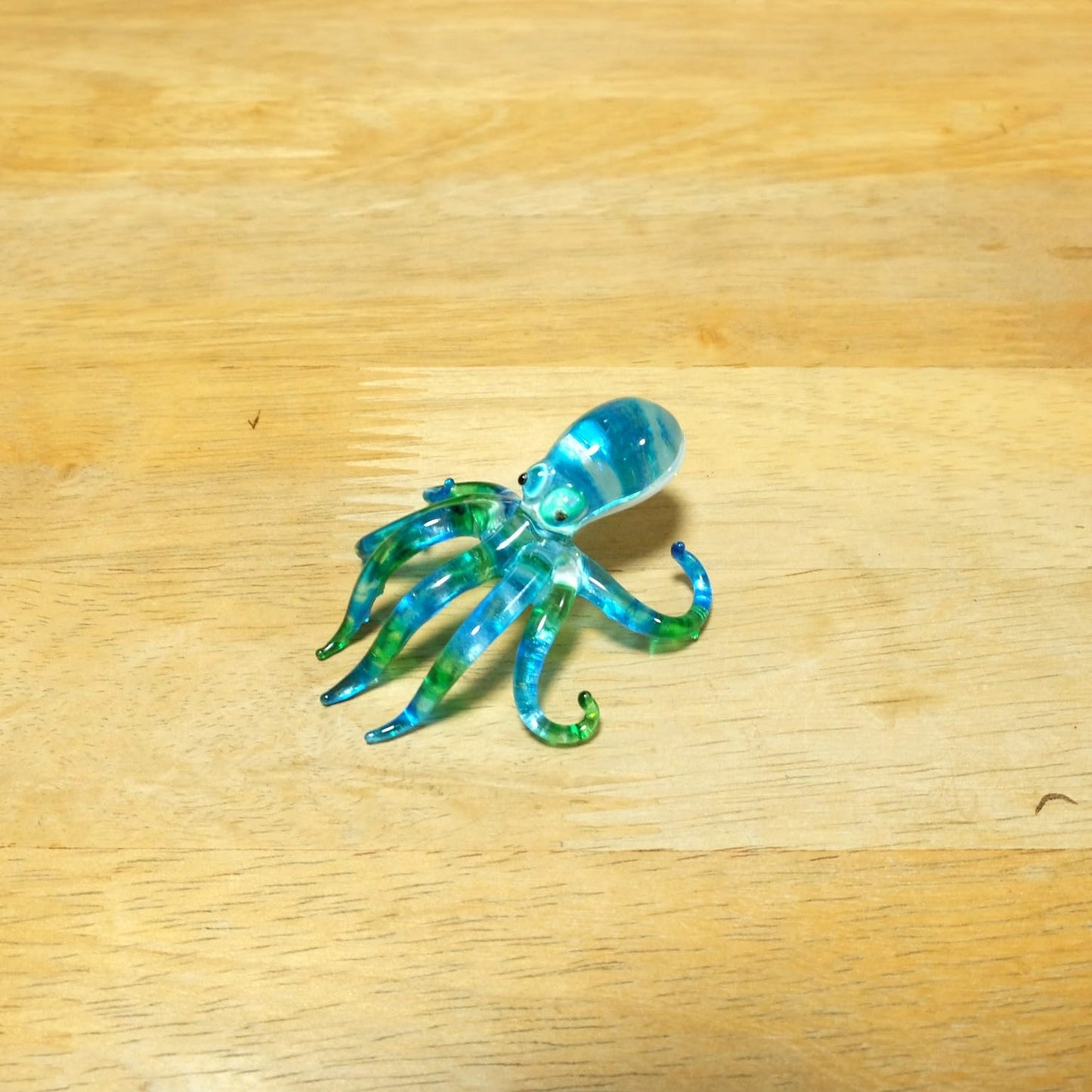 Handmade Mini 2" Blow Glass Ocean Blue Sea Animals Figurine Art, Octopus, Cool Stuff, Home or Garden Decor Gift Ideas