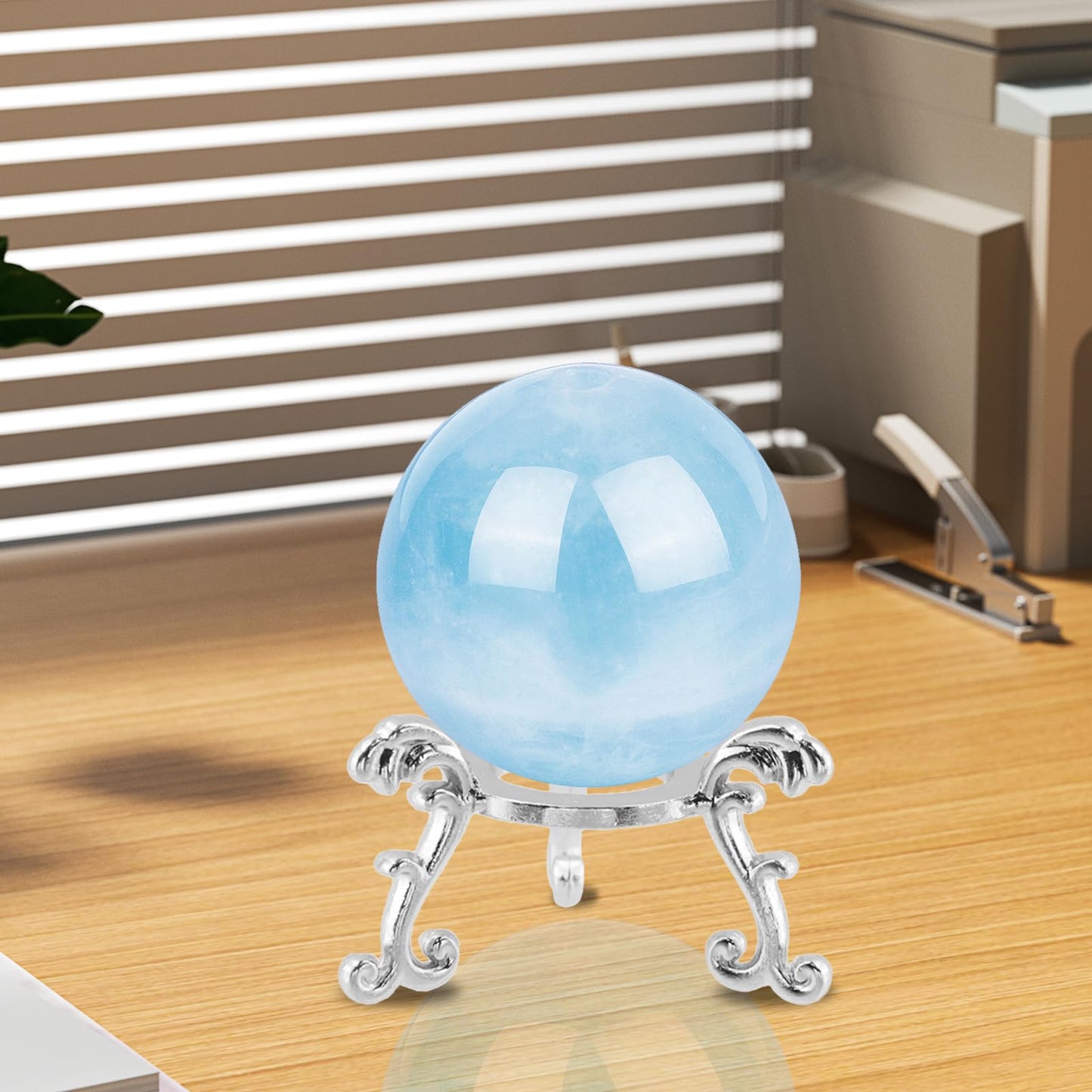 Chinflly 20 Pcs Silver Tripod Crystal Ball Display Stand, Small Sphere Holder for 40-80mm Stones, Crystals, Eggs, Shelving Decor