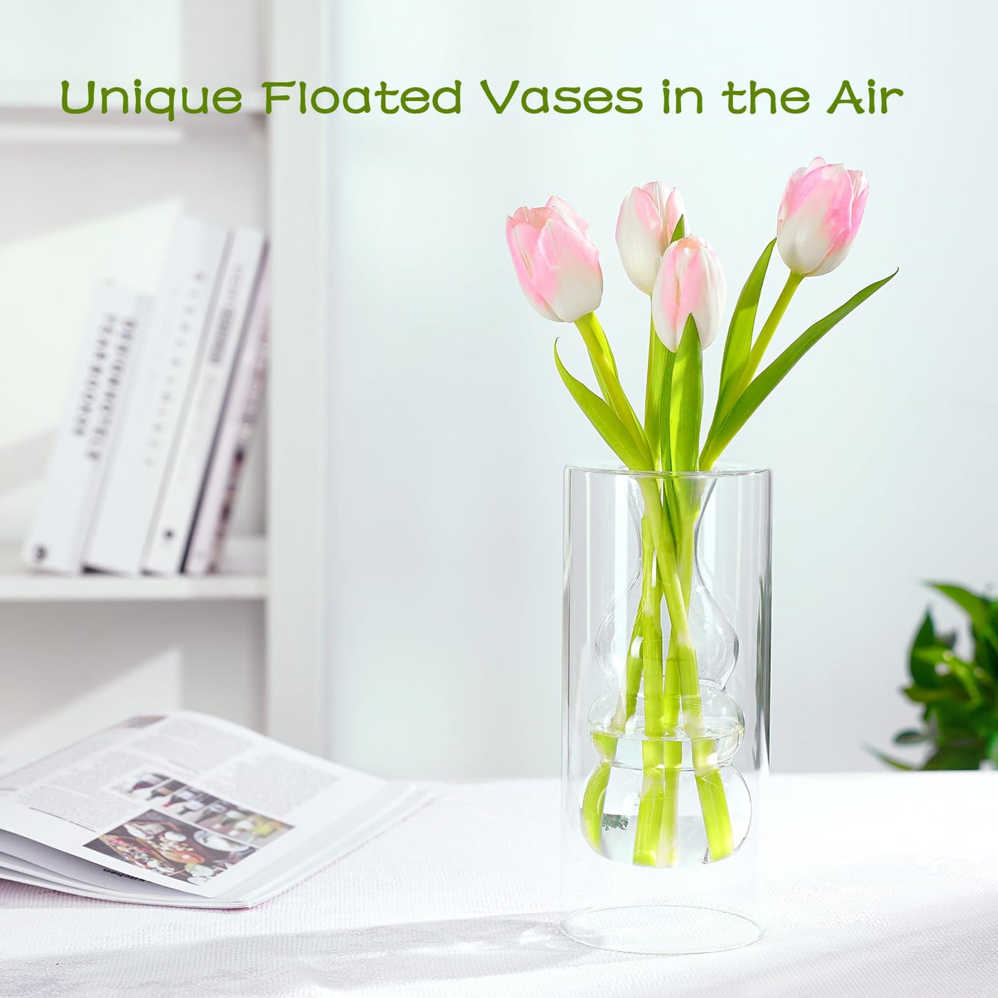 ZENS Clear Glass Bubble Flower Vase, Modern Hand Blown Hollowed Out Glass Vase for Wedding Decorative, Home Décor Small Bouquet.