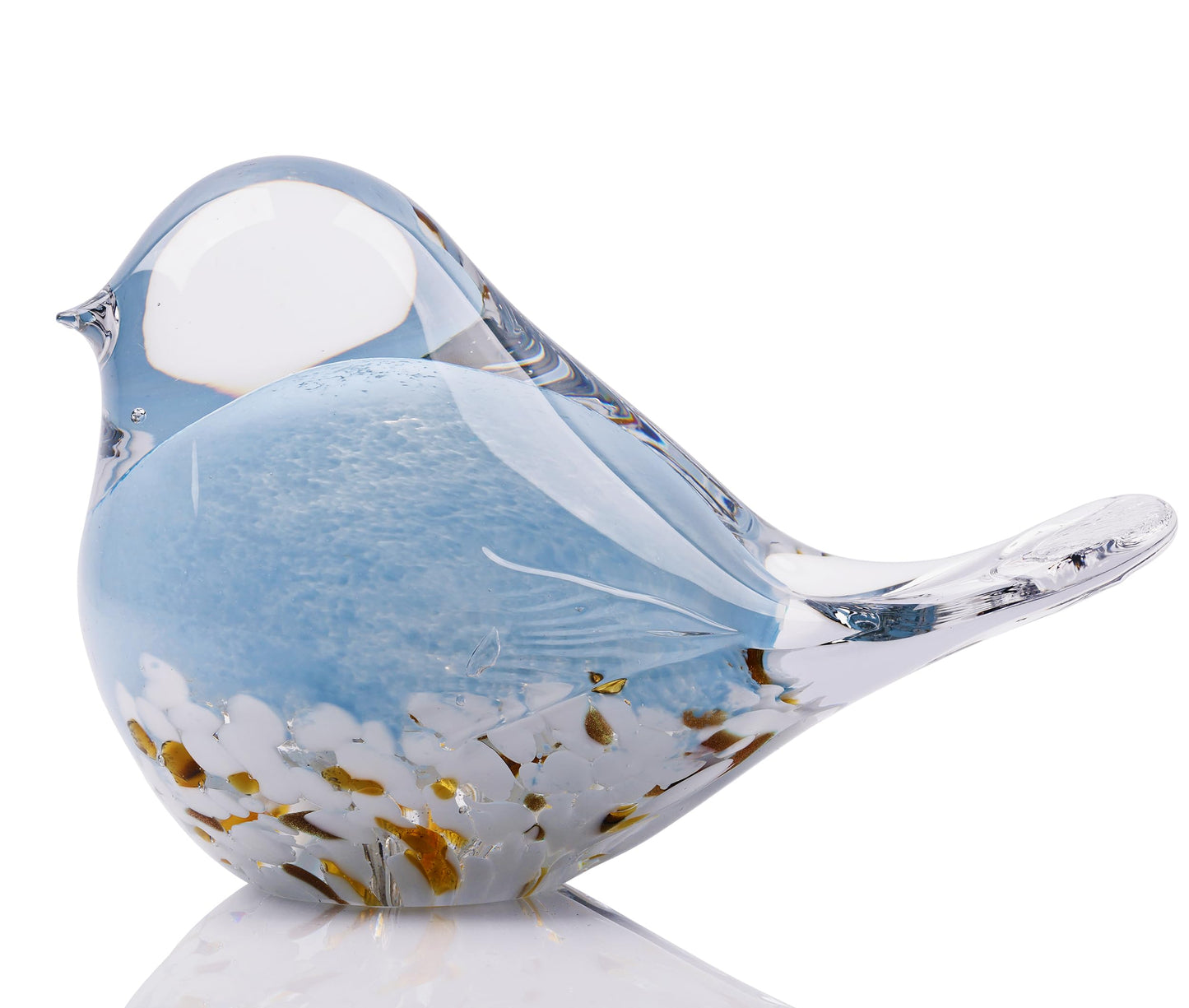 WUBIANJIE Hand Blown Glass Bird Statue Collectible Animal Art Paperweight, Living Room Bedroom Bookshelf Coffee Table Small Ornaments Shelf Home Decoration (Blue)
