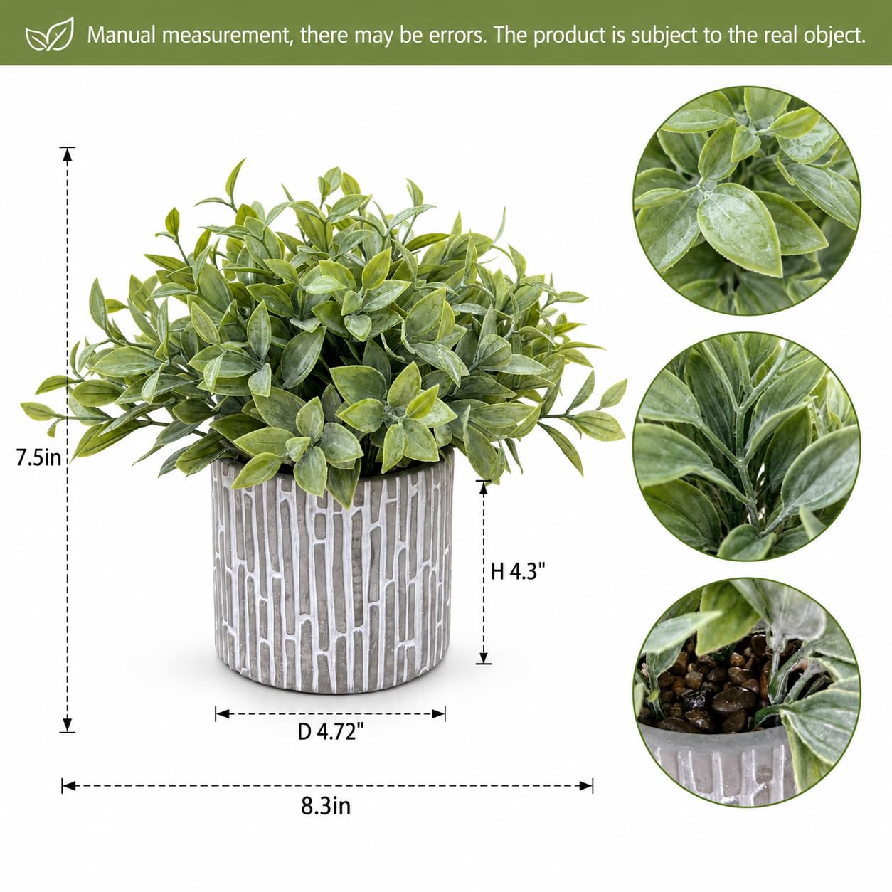 JOLLYMER Set of 3 Artificial Potted Plants, Faux Eucalyptus Lavender and Tea Tree Greenery in Cement Pots, Small Fake Plants for Shelf Bathroom Office Desk Decor