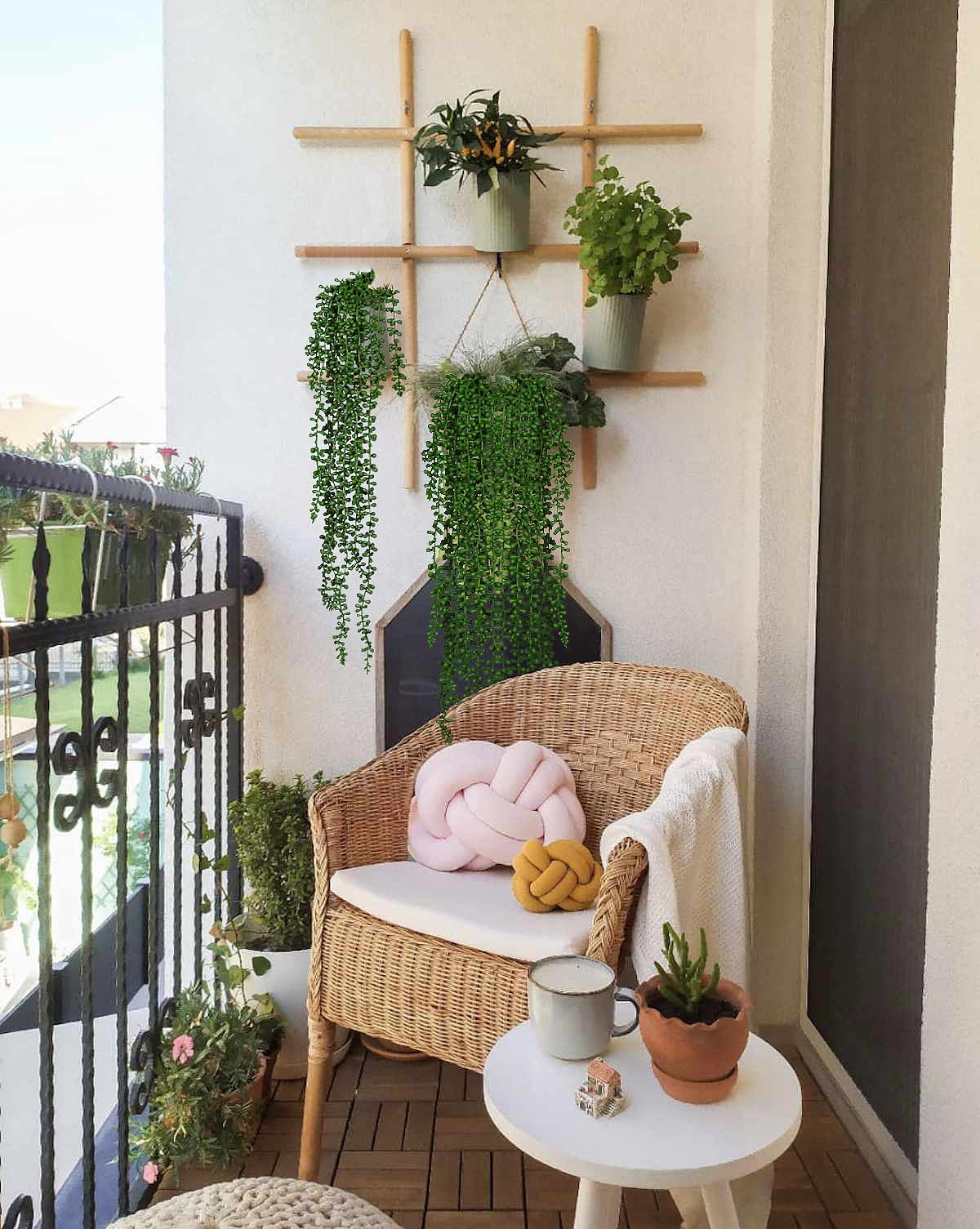 RECUTMS Artificial Succulents Hanging Plants 3pcs Fake Hanging Plants String of Pearls Faux Greenery Wall Plant Spring Summer Indoor Outdoor Home Garden Bookshelf Office Wedding Graduation Party Decor