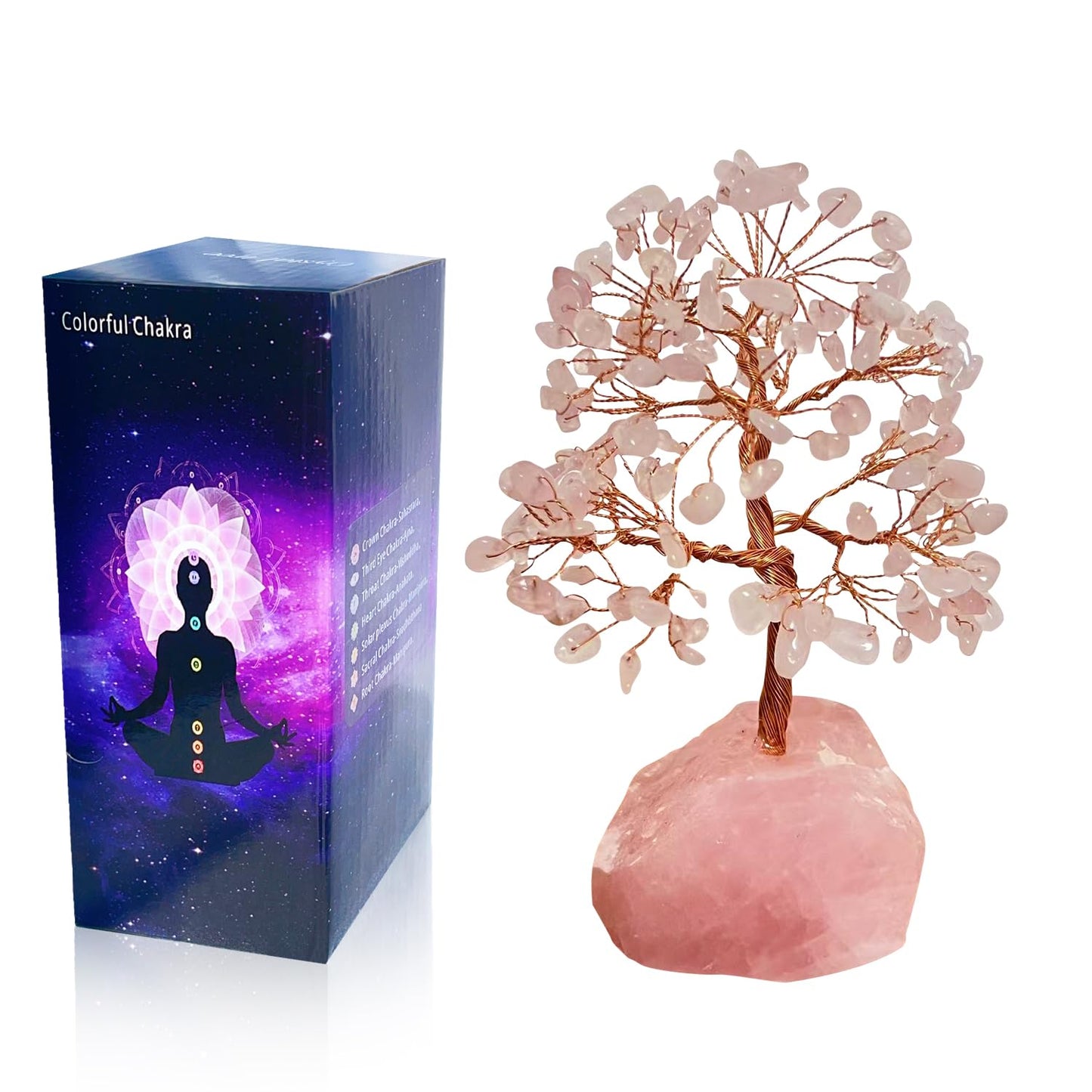 Rose Quartz Crystal Tree Birthday Gifts for Women,Crystal Tree of Life Sister Birthday Gifts for Mom,Home Decor Office Desktop Décor,Healing Crystals Ener,Feng shui,Money,Good Luck(Pink)