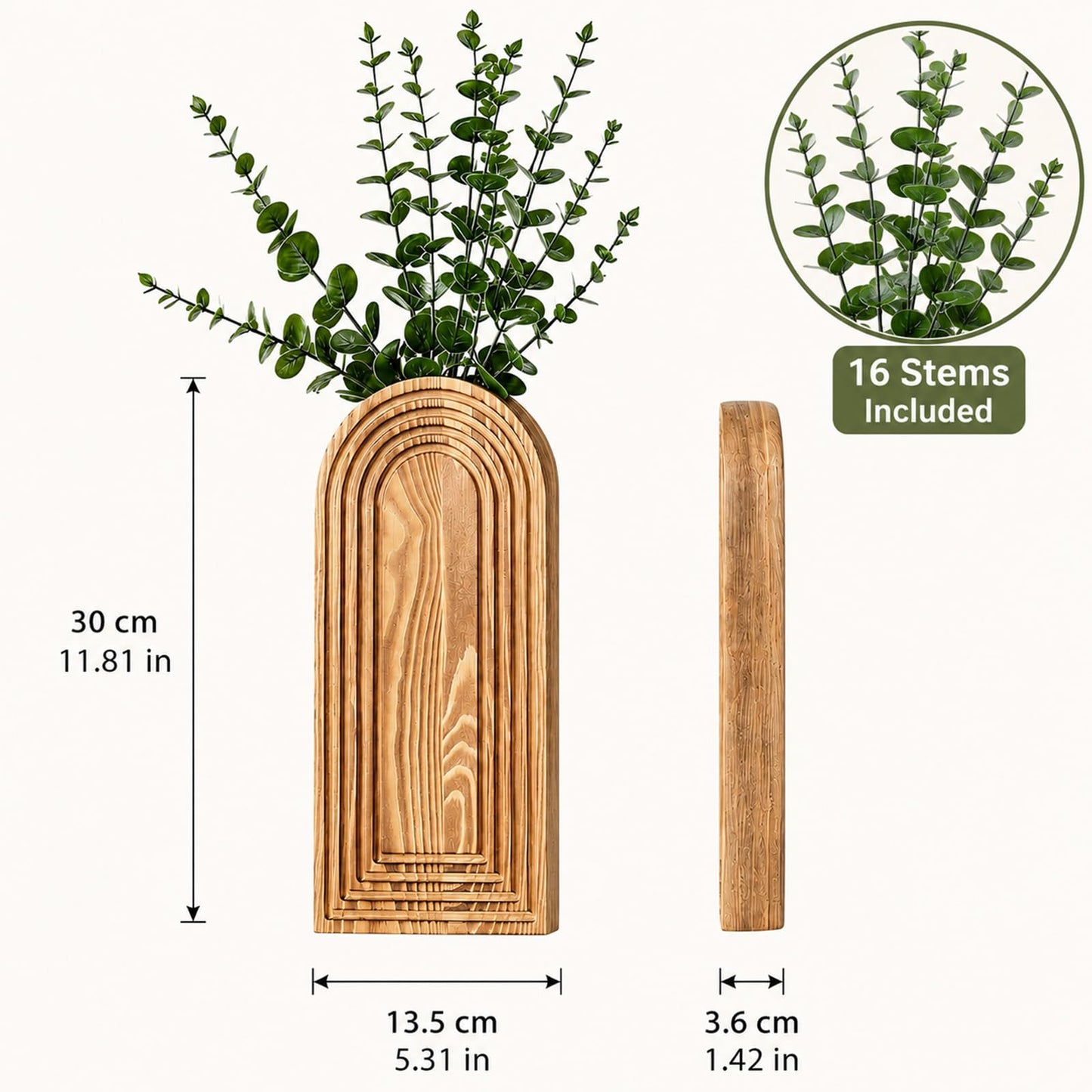 Wooden Wall Vase Set, Hanging Planters for Modern Wall Decor