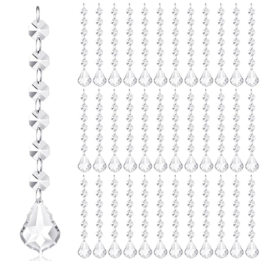 Nuenen 100 Pcs Acrylic Hanging Crystals for Centerpieces Chandelier Clear Crystal Garland Strands Ornament Acrylic Clear Beads Prisms Pendant for Christmas Tree Window Home Decoration(Maple Leaf)