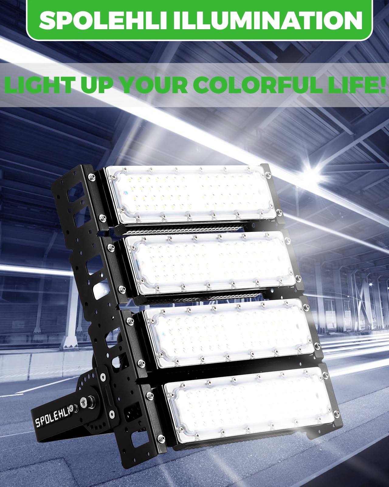 Spolehli LED Stadium Flood Lights 1200W Equivalent 32000LM Super Bright LED Arena Lights 85-305V IP66 Waterproof 6500K Daylight White 200W Outdoor Lighting for Farm Stadium Riding Arena Field Rink