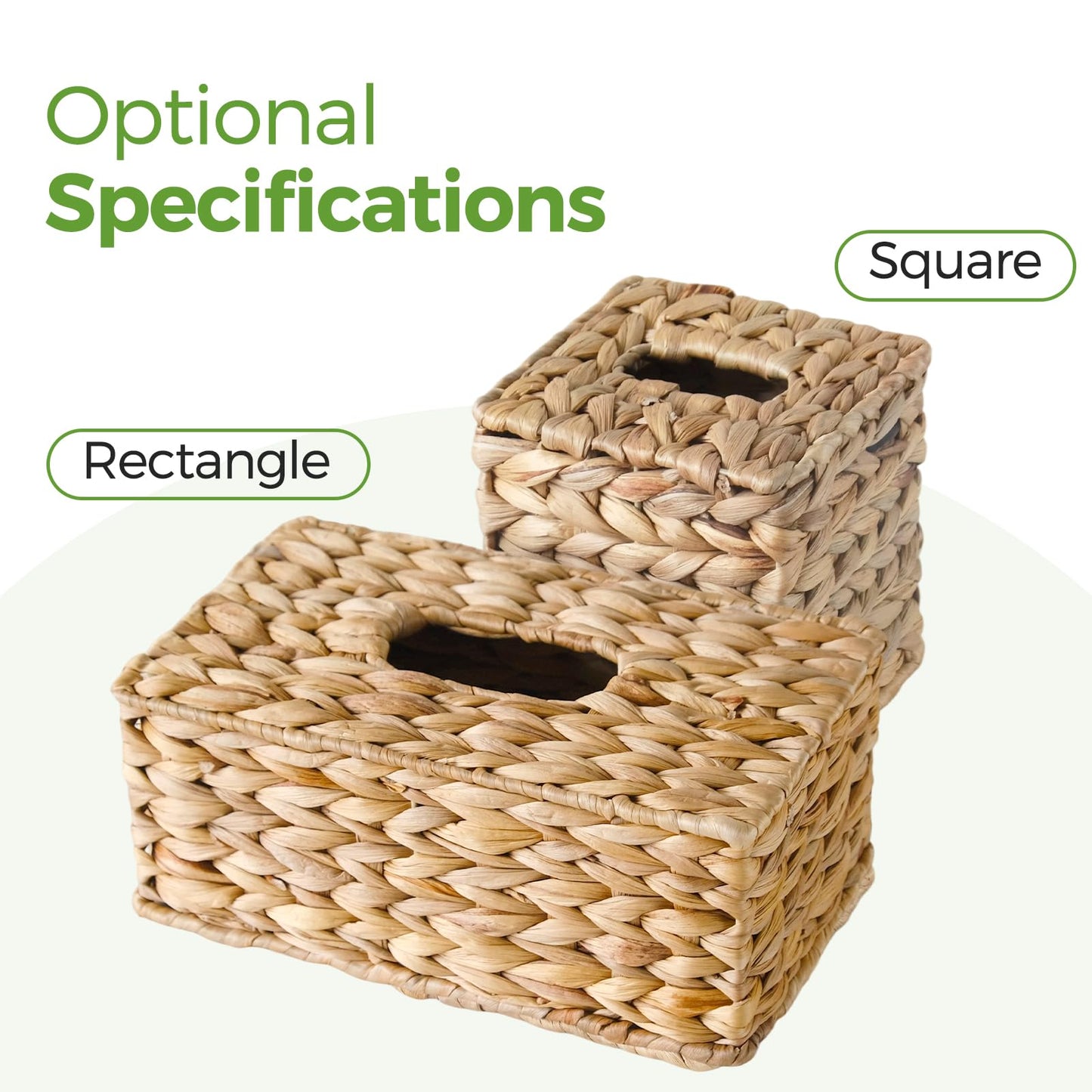 Rectangle Wicker Tissue Box Cover Fits 120-Count (3-Ply) / 160-Count (2-Ply) Boxes, Natural Rattan Woven Facial Tissue Holder, Decorative Tissue Box Holder for Bathroom, Living Room, Office & Desk