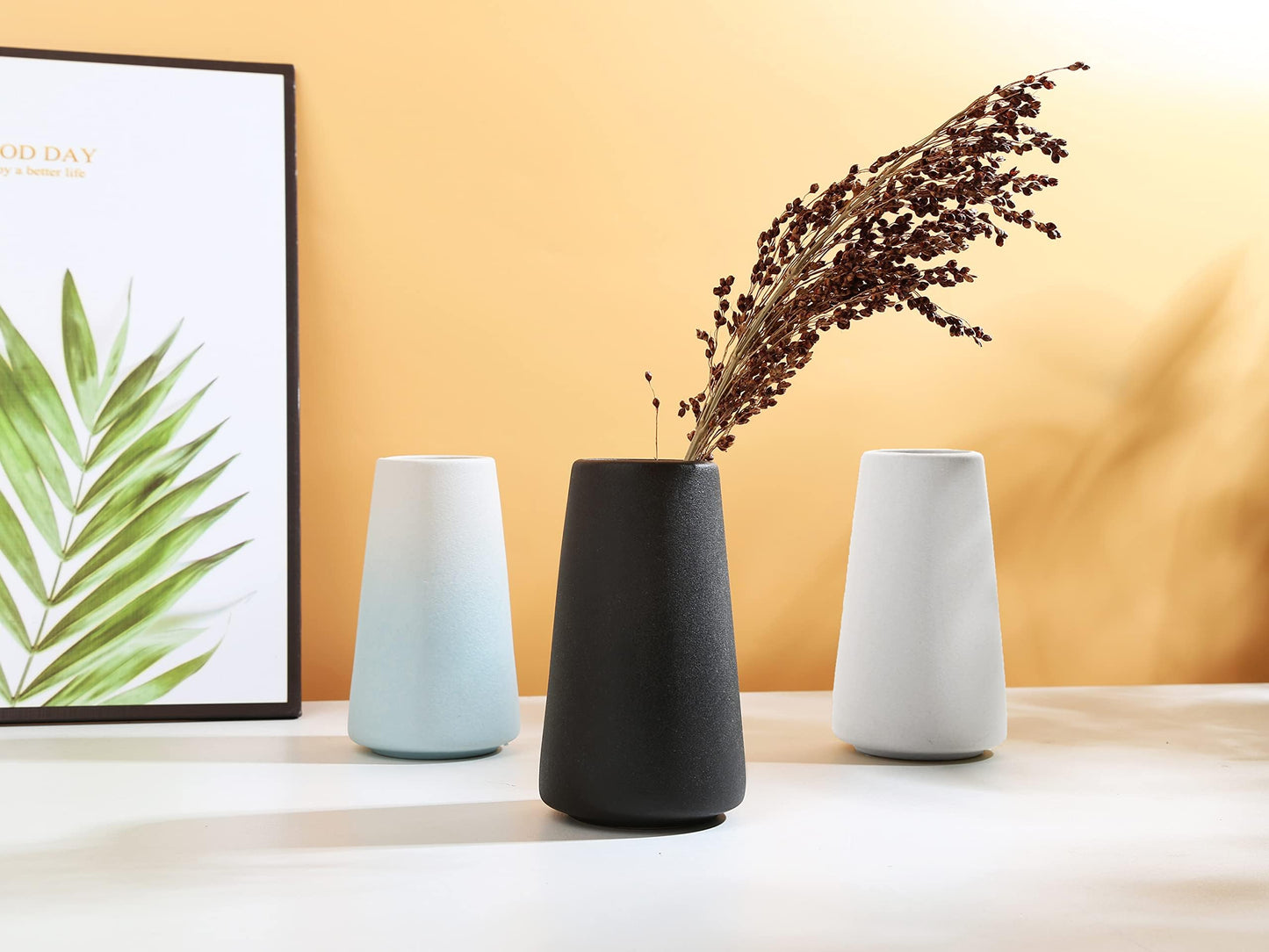 Ceramic Vase, Blue White Vasefor Home Decor, Minimalist Vase, Lego Vase, Modern Home Decor, Dried Flower Vase, Shelf Decor Bathroom Centerpieces.(Blue)