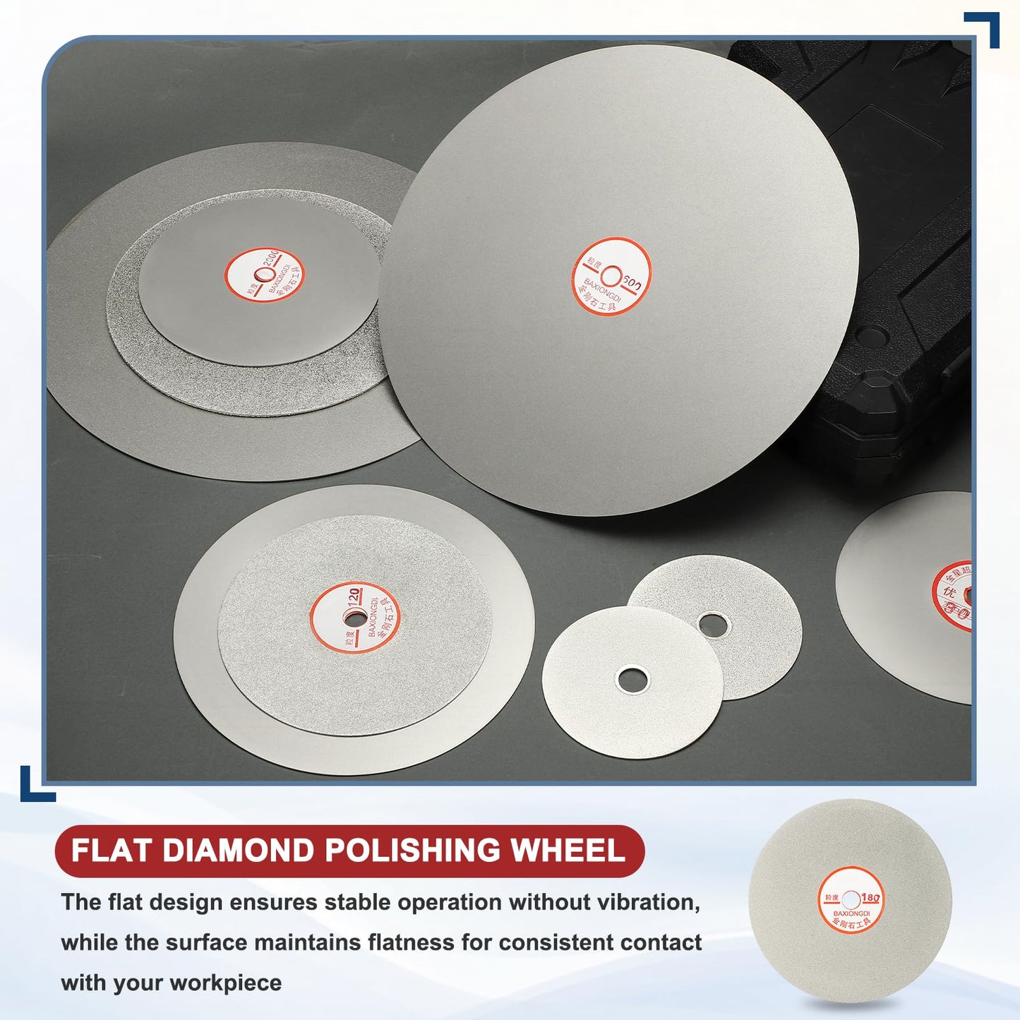 Intoolish 6 Inch x 1/2" Arbor Diamond Flat Lap Disc, 180 Grit Diamond Grinding Disc for Grinder Machine - Lapping Polishing Discs for Sanding Glass Stone Ceramics